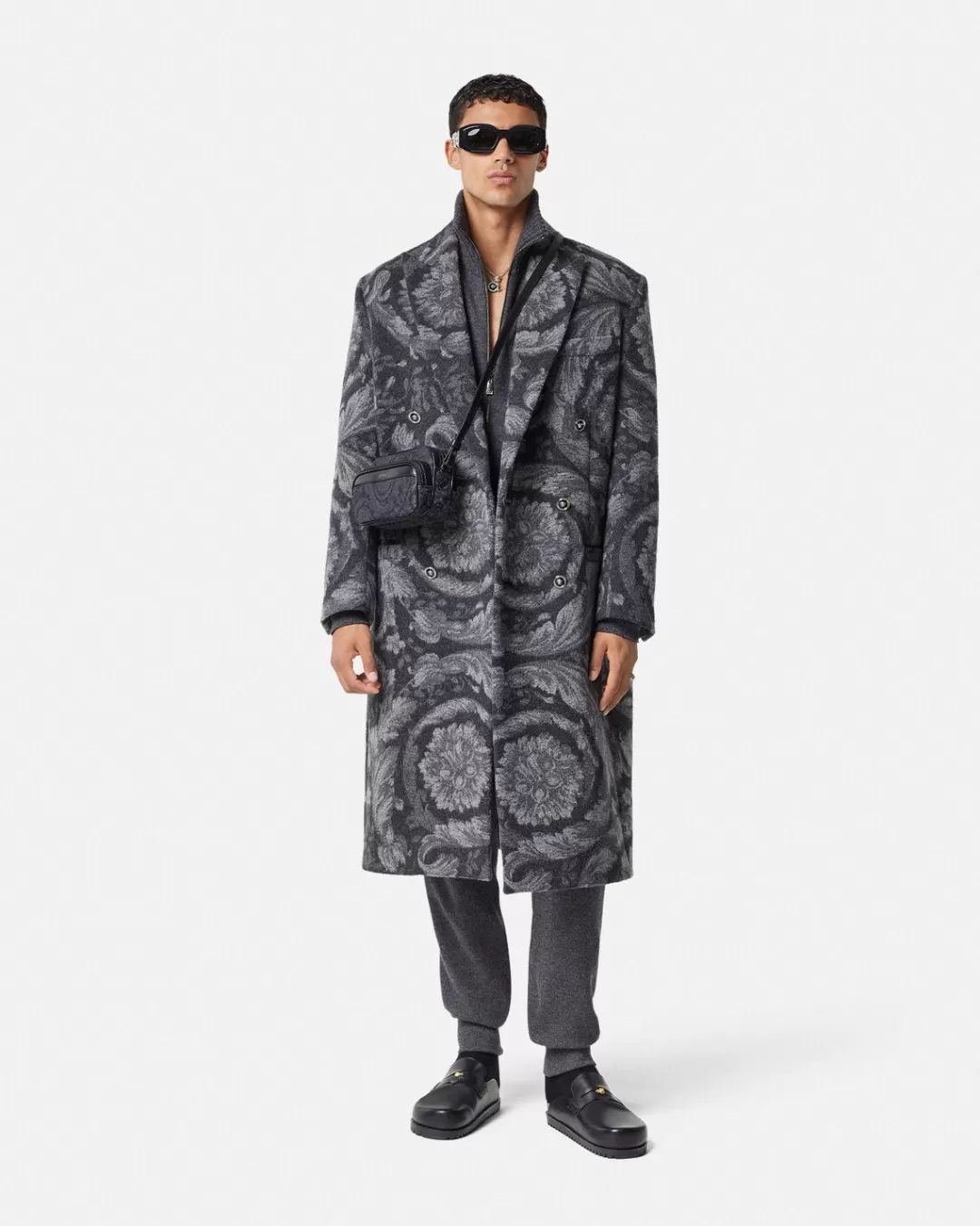 Barocco Cashmere-Blend Long Coat*Versace Cheap