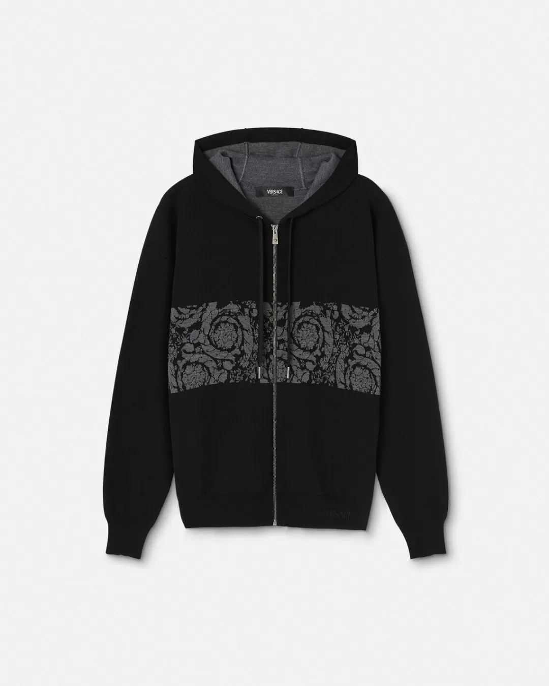 Barocco Jacquard Knit Zip Hoodie*Versace Outlet