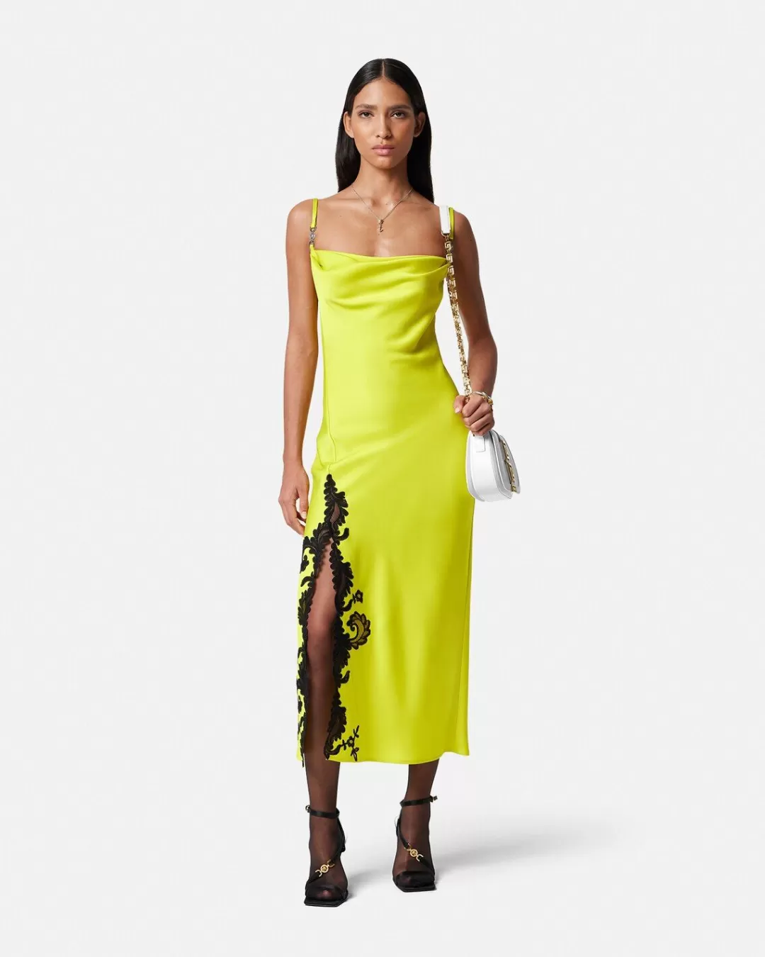 Barocco Lace Cowl Midi Dress*Versace Outlet