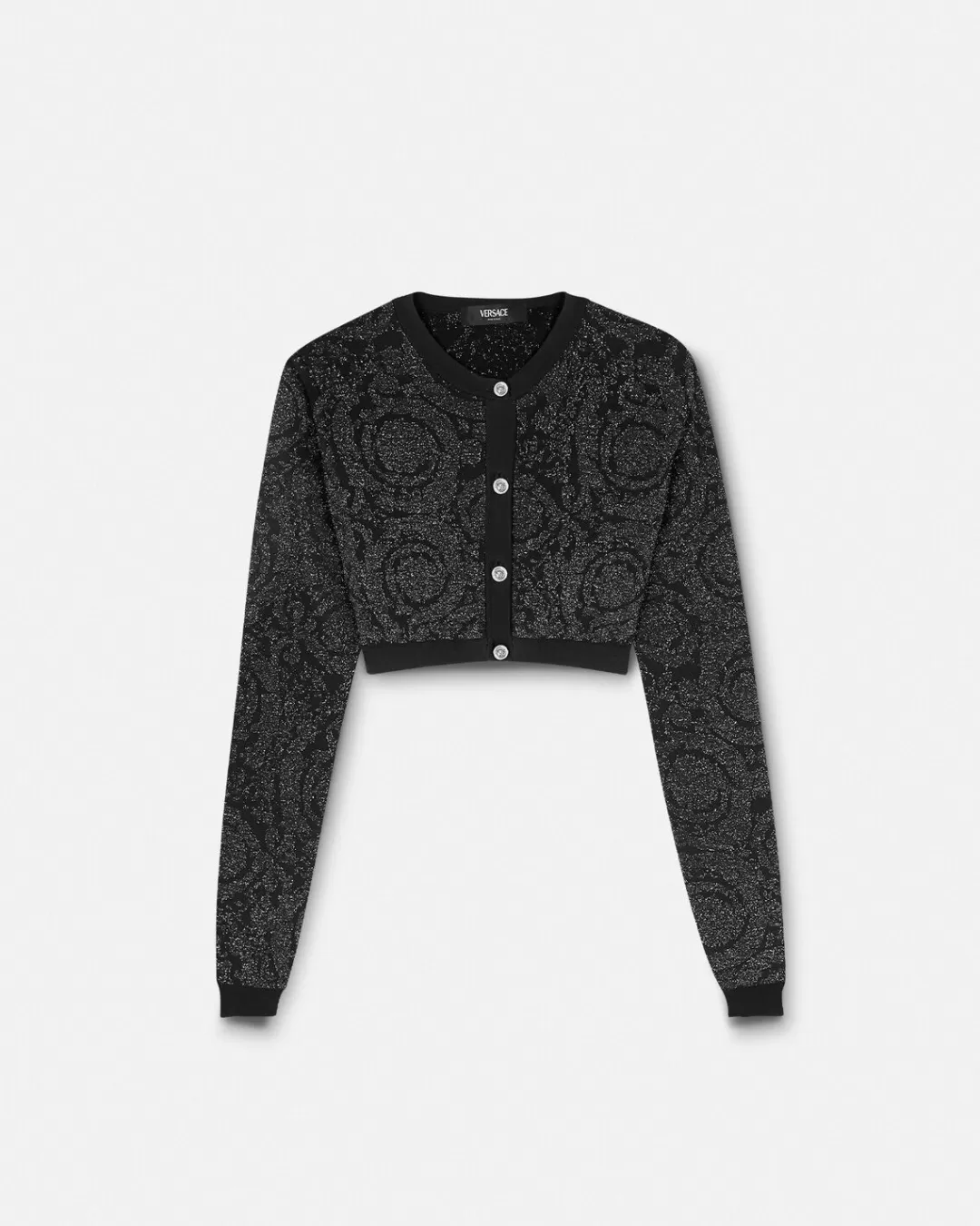 Barocco Lurex Crop Knit Cardigan*Versace Cheap