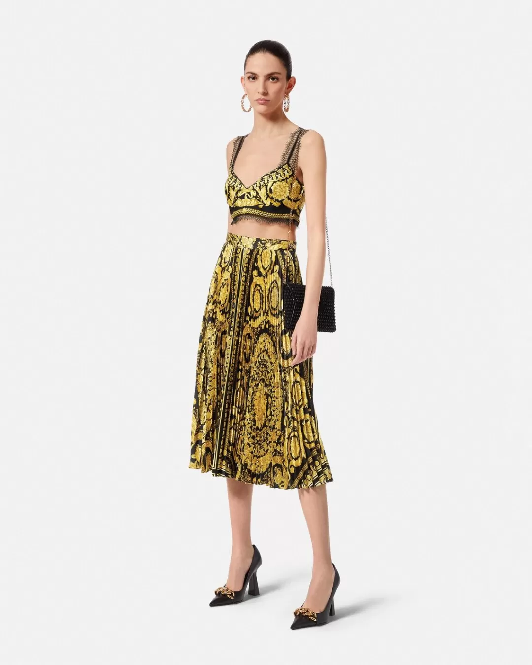 Barocco Pleated Midi Skirt*Versace Flash Sale