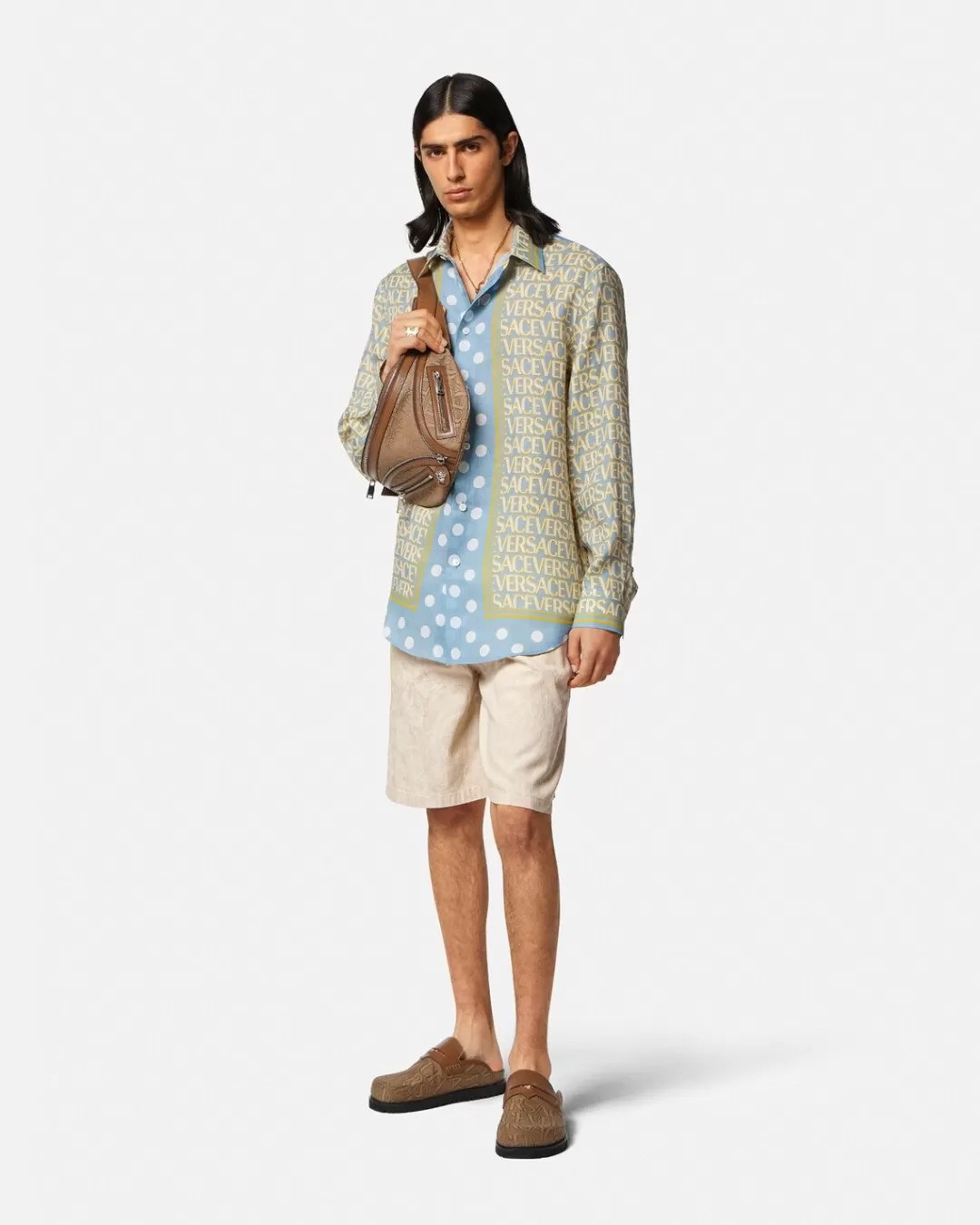 Barocco Silhouette Chambray Shorts*Versace Fashion