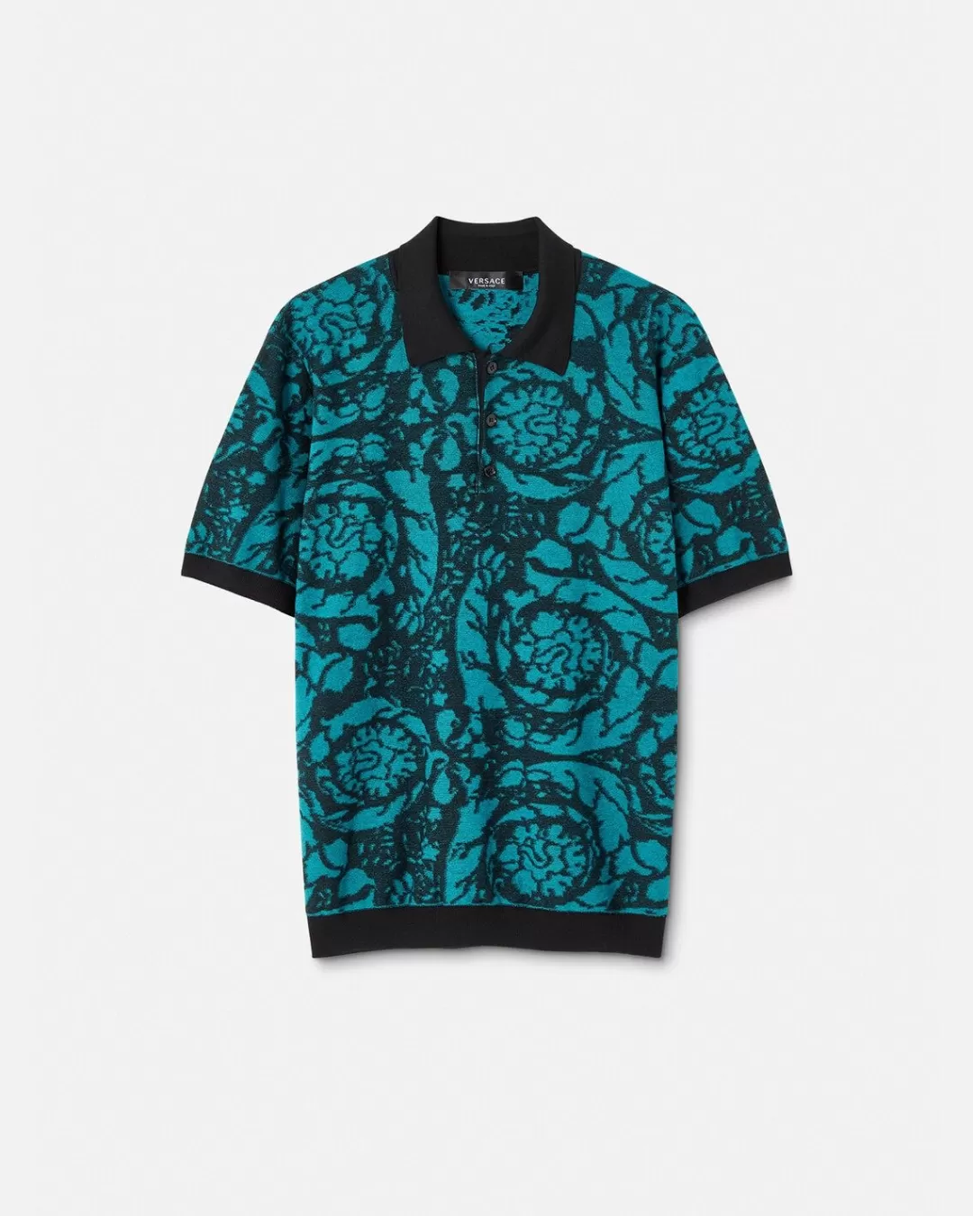 Barocco Silhouette Knit Polo Shirt*Versace Cheap