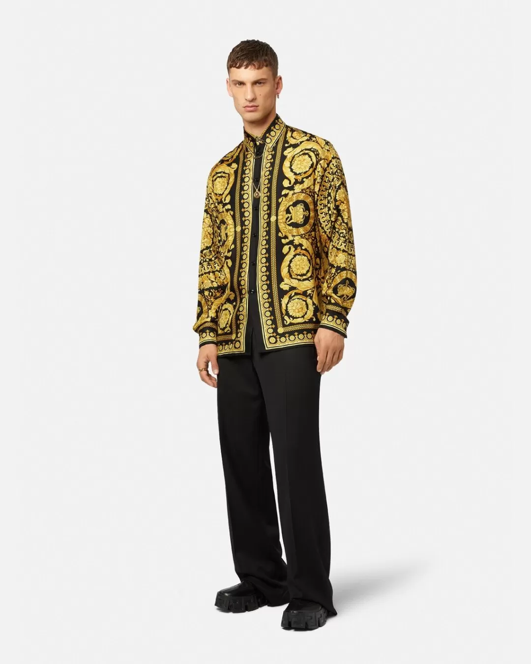 Barocco Silk Shirt*Versace Cheap