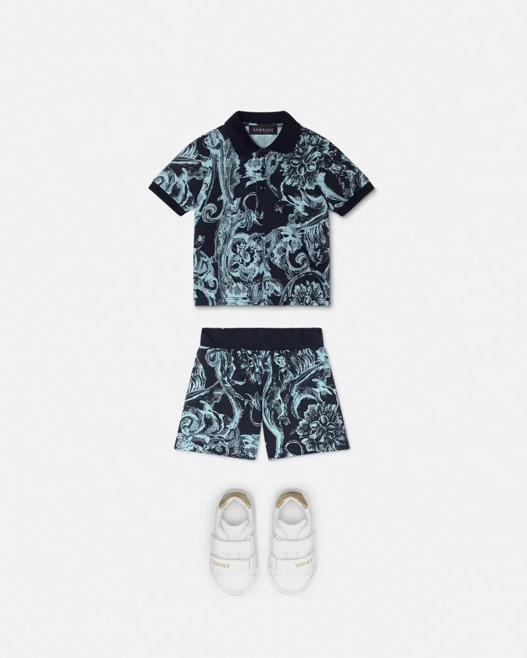 Barocco Stencil Baby Polo Shirt*Versace Flash Sale