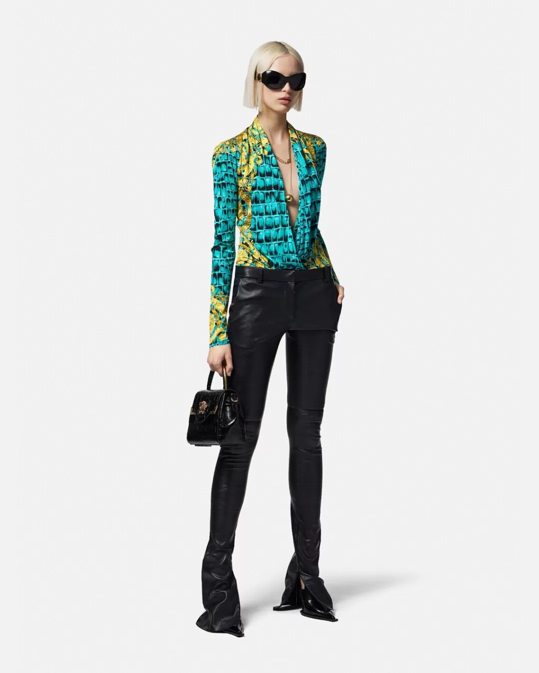 Baroccodile Draped Bodysuit*Versace Clearance