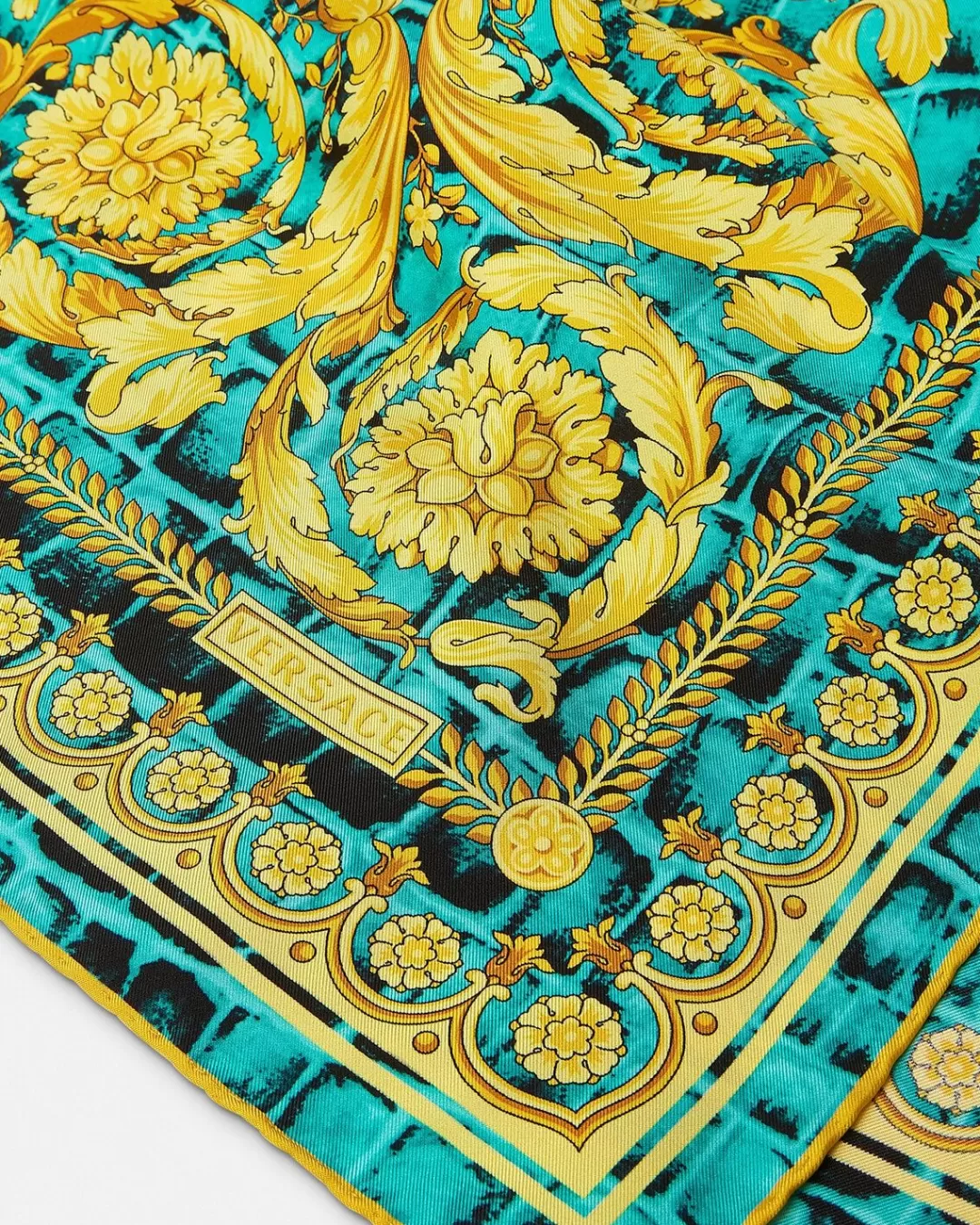 Baroccodile Large Silk Foulard 35"*Versace Discount