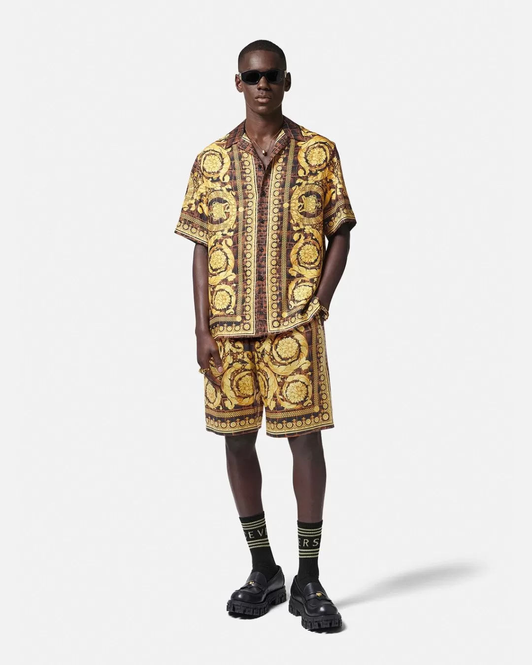 Baroccodile Silk Shorts*Versace Store