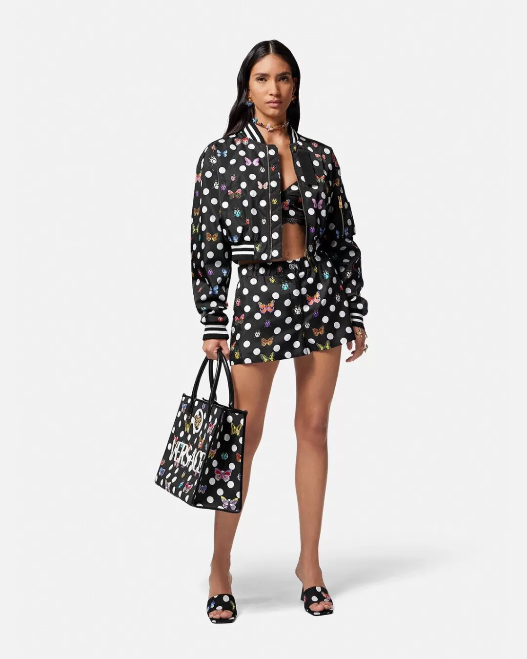 Butterflies Crop Bomber Jacket*Versace Cheap