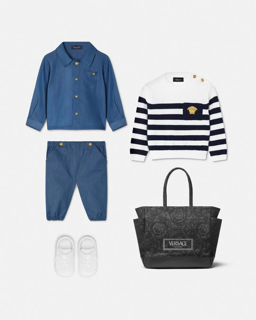 Chambray Denim Baby Shirt*Versace Store