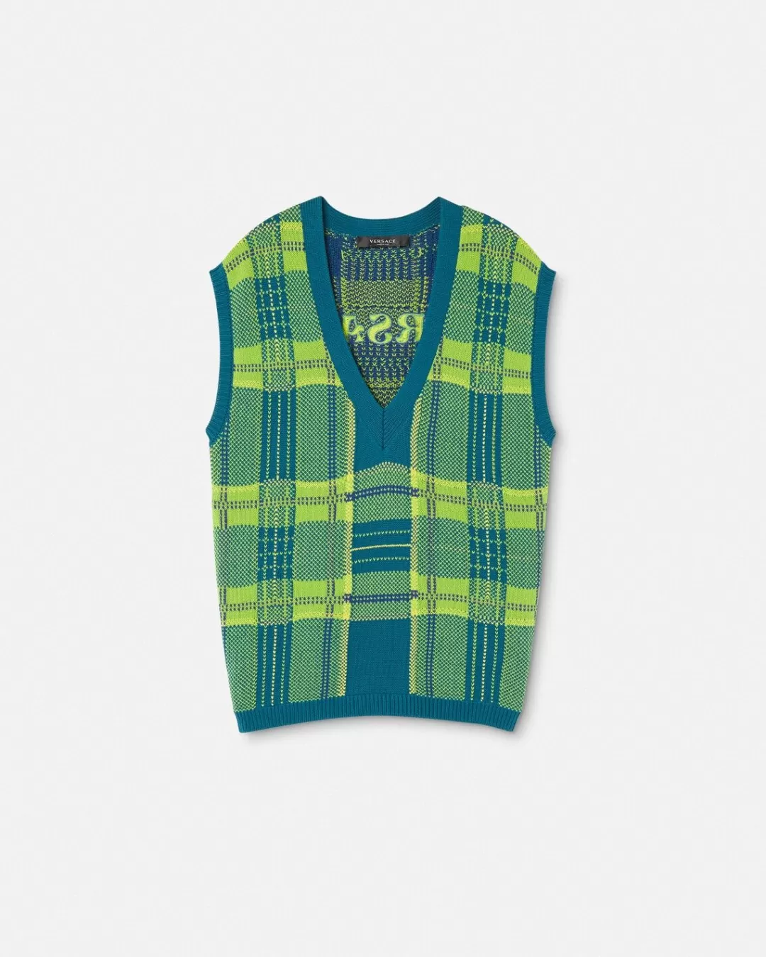 Checked Cable-Knit Vest*Versace Outlet