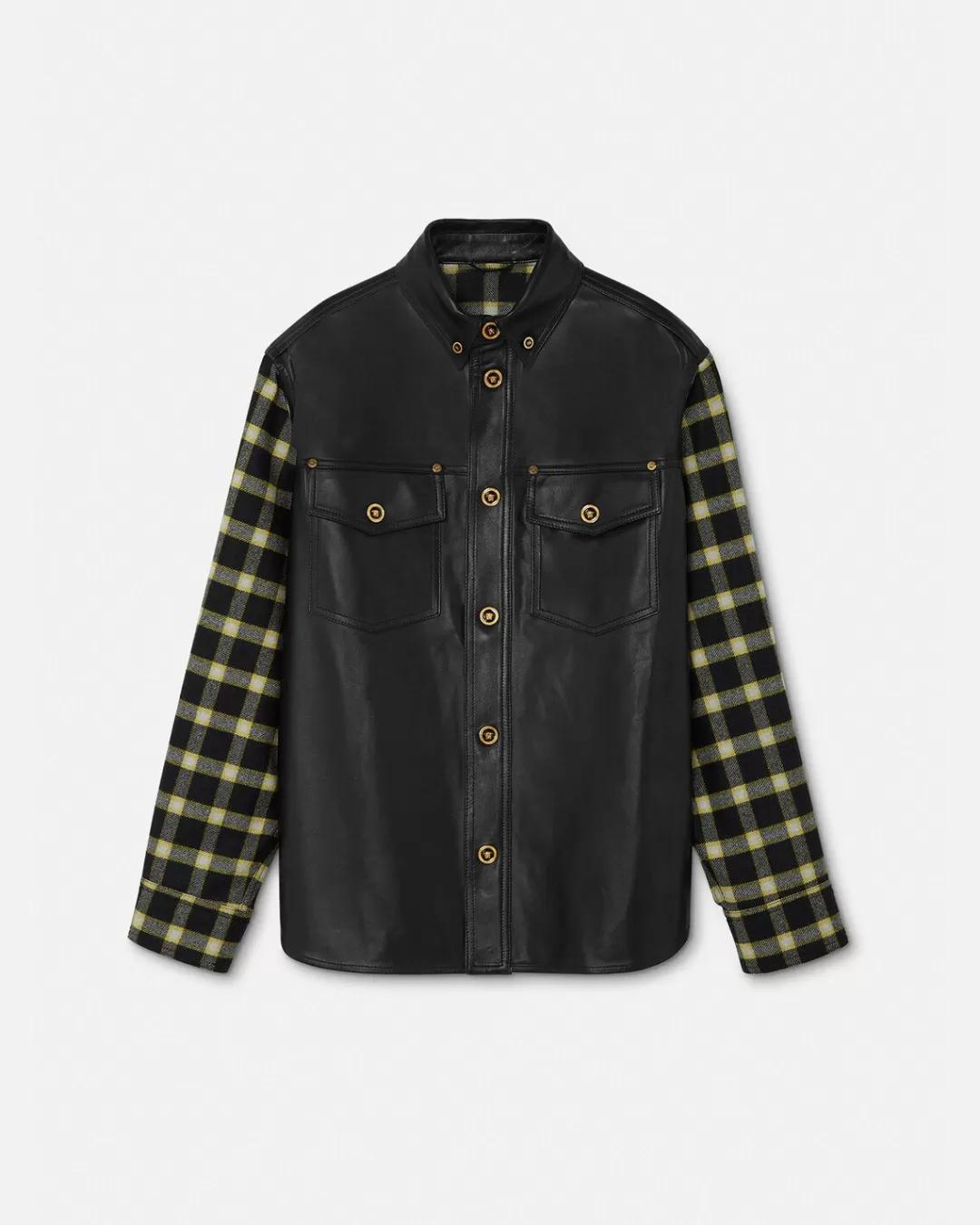 Checked Leather Blouson Jacket*Versace Fashion