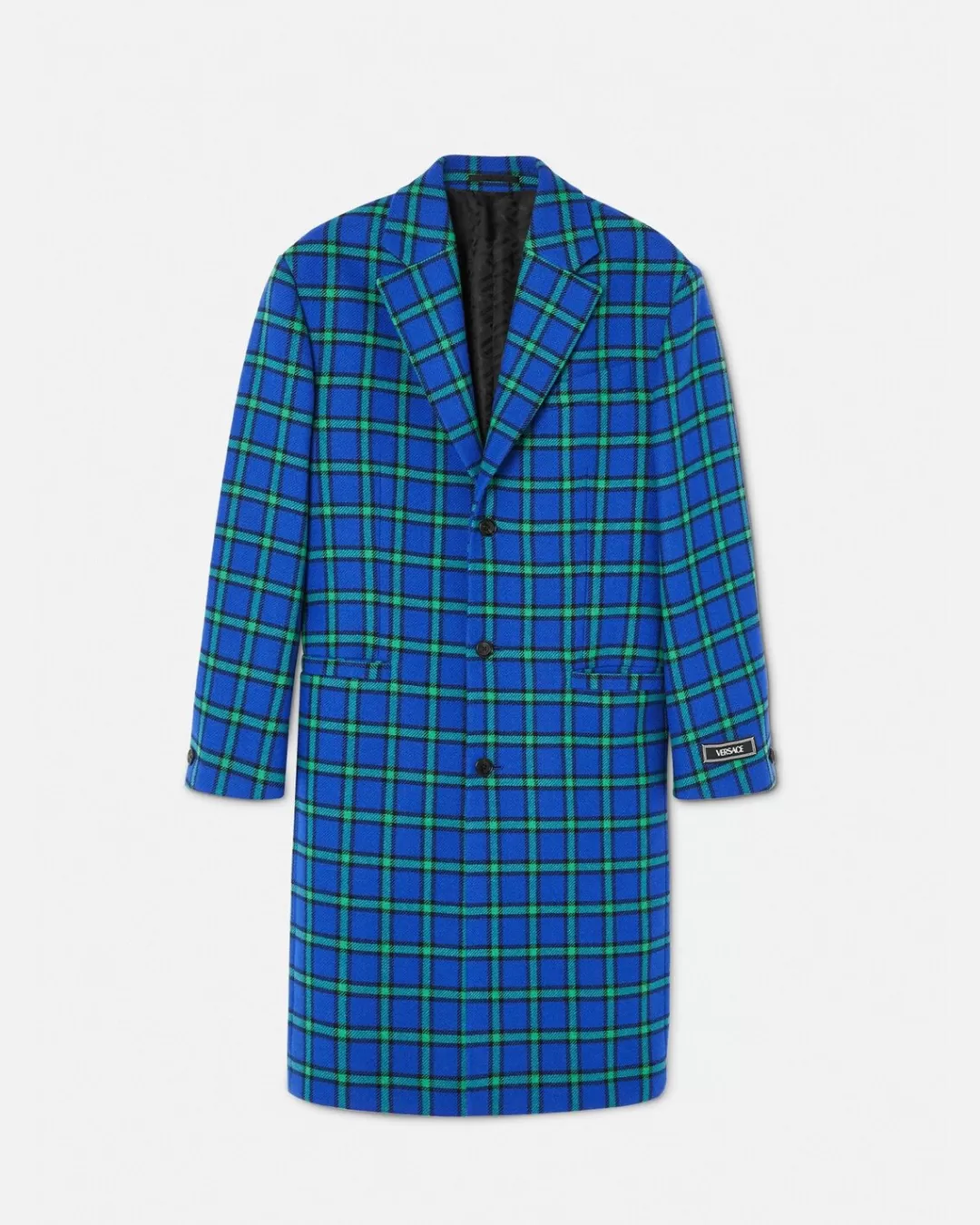 Checked Single-Breasted Long Coat*Versace Outlet