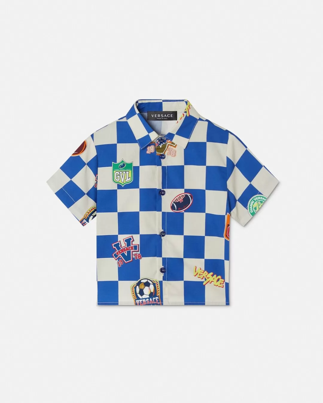 Checked Varsity Baby Shirt*Versace Best Sale