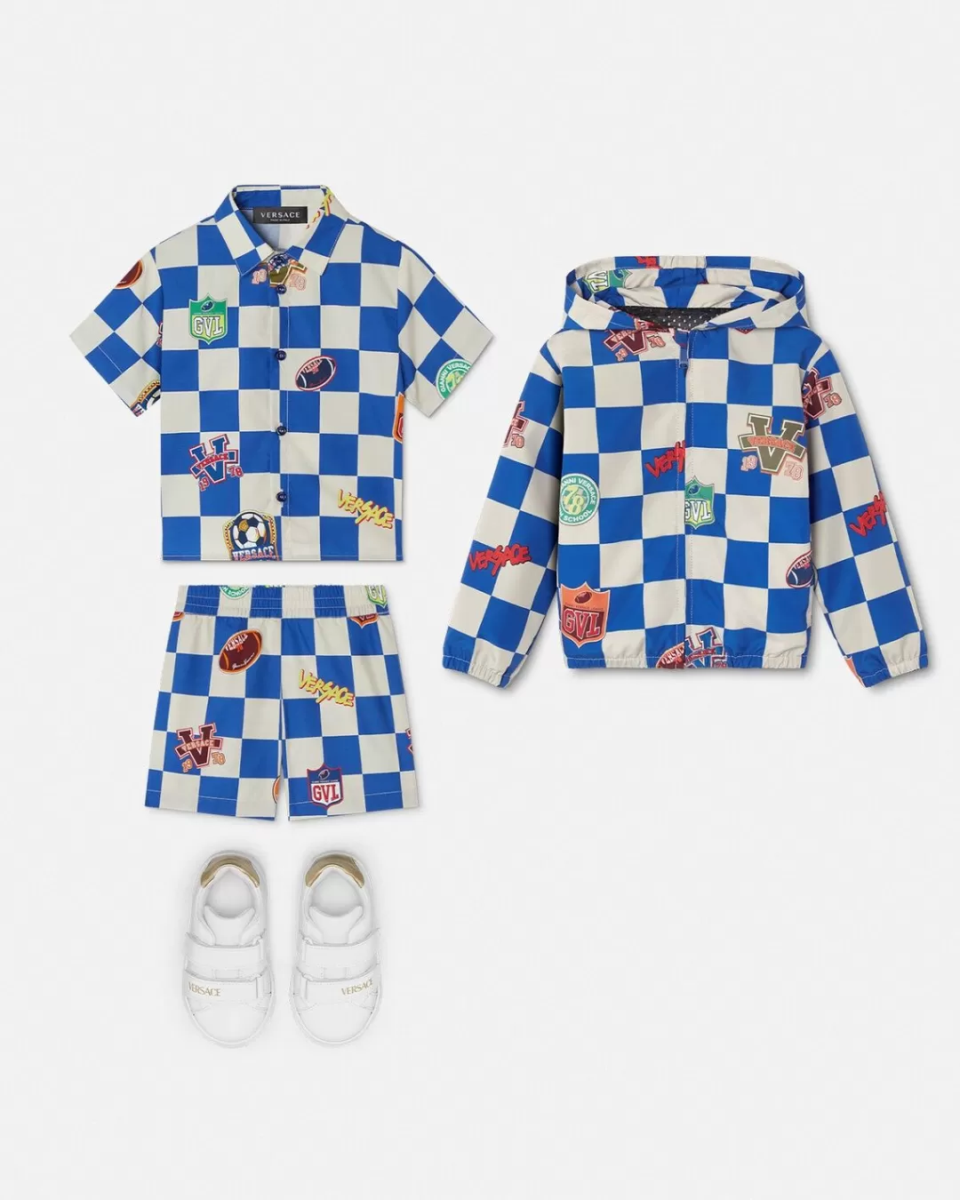 Checked Varsity Baby Shirt*Versace Best Sale