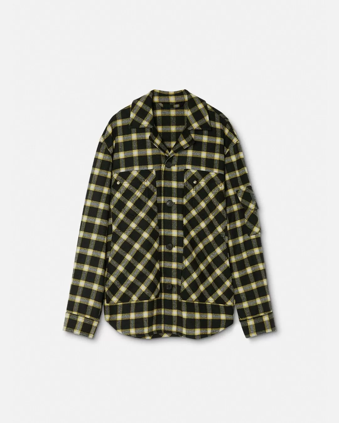 Checked Wool Overshirt*Versace Discount