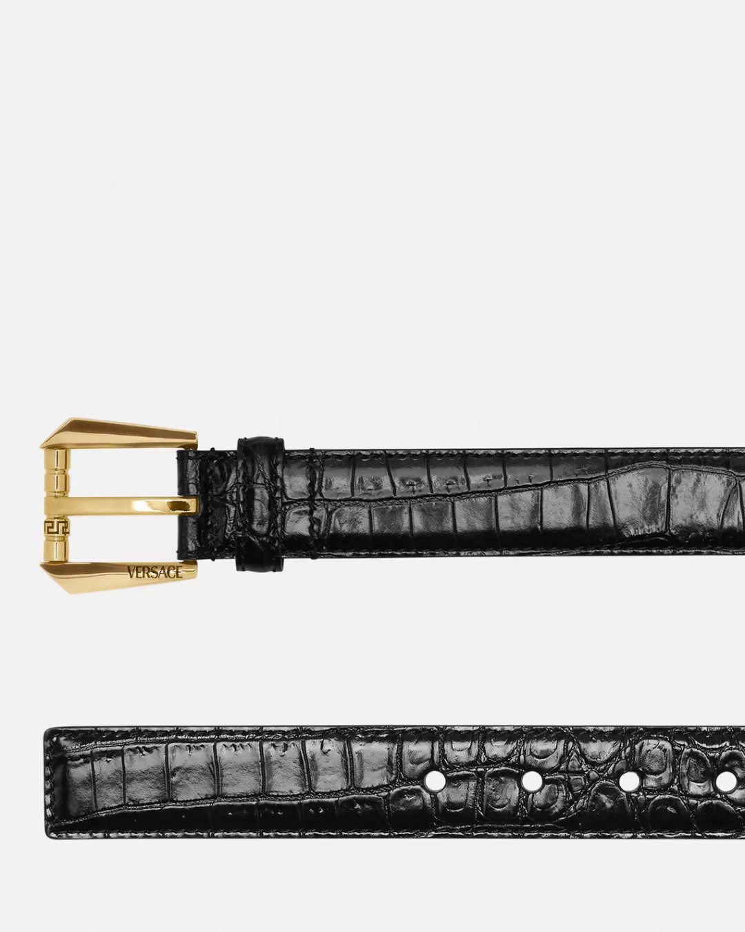 Croc Effect Leather Belt*Versace Best Sale