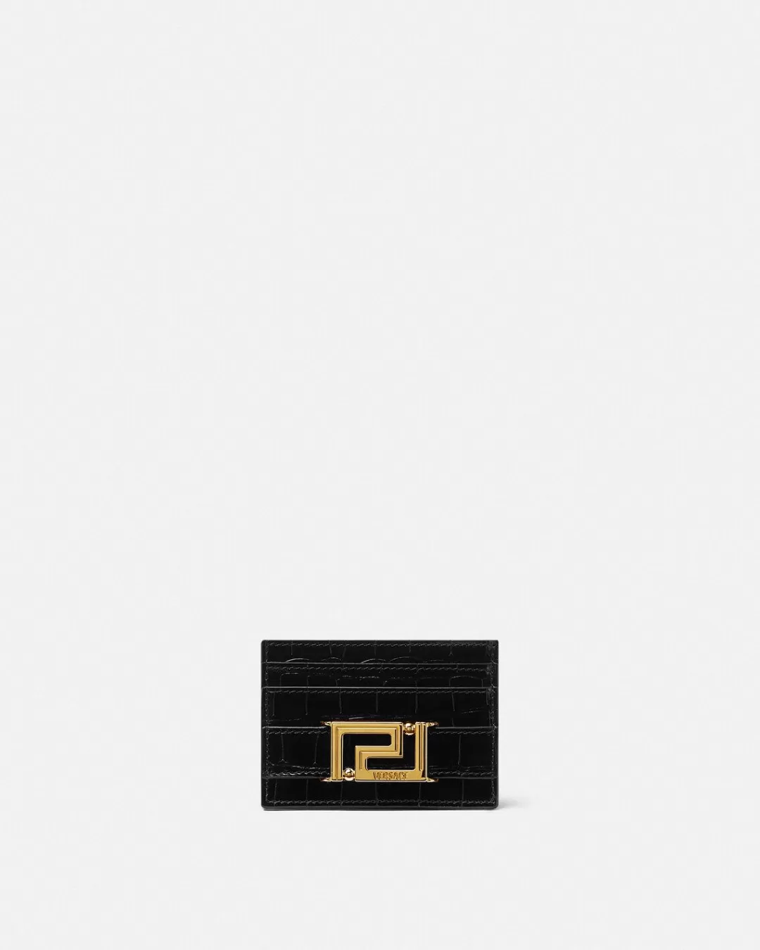 Croc-Effect Greca Goddess Card Holder*Versace Fashion