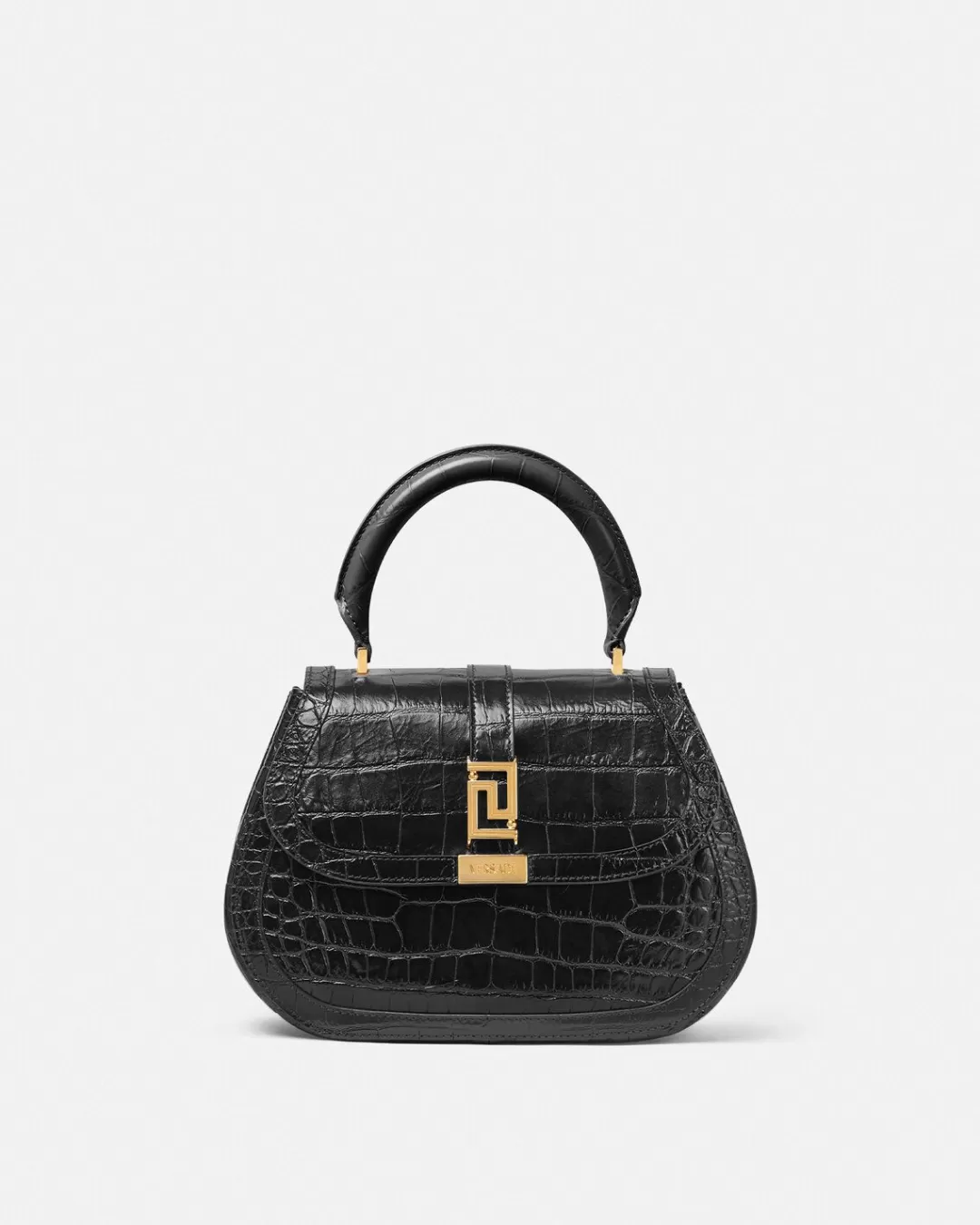 Croc-Effect Greca Goddess Top Handle Bag*Versace Hot