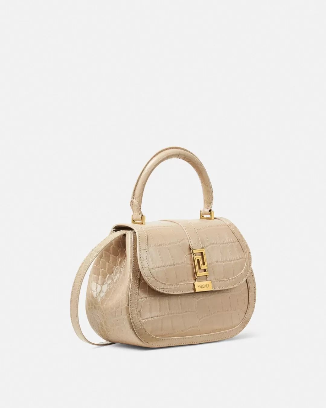 Croc-Effect Greca Goddess Top Handle Bag*Versace Clearance