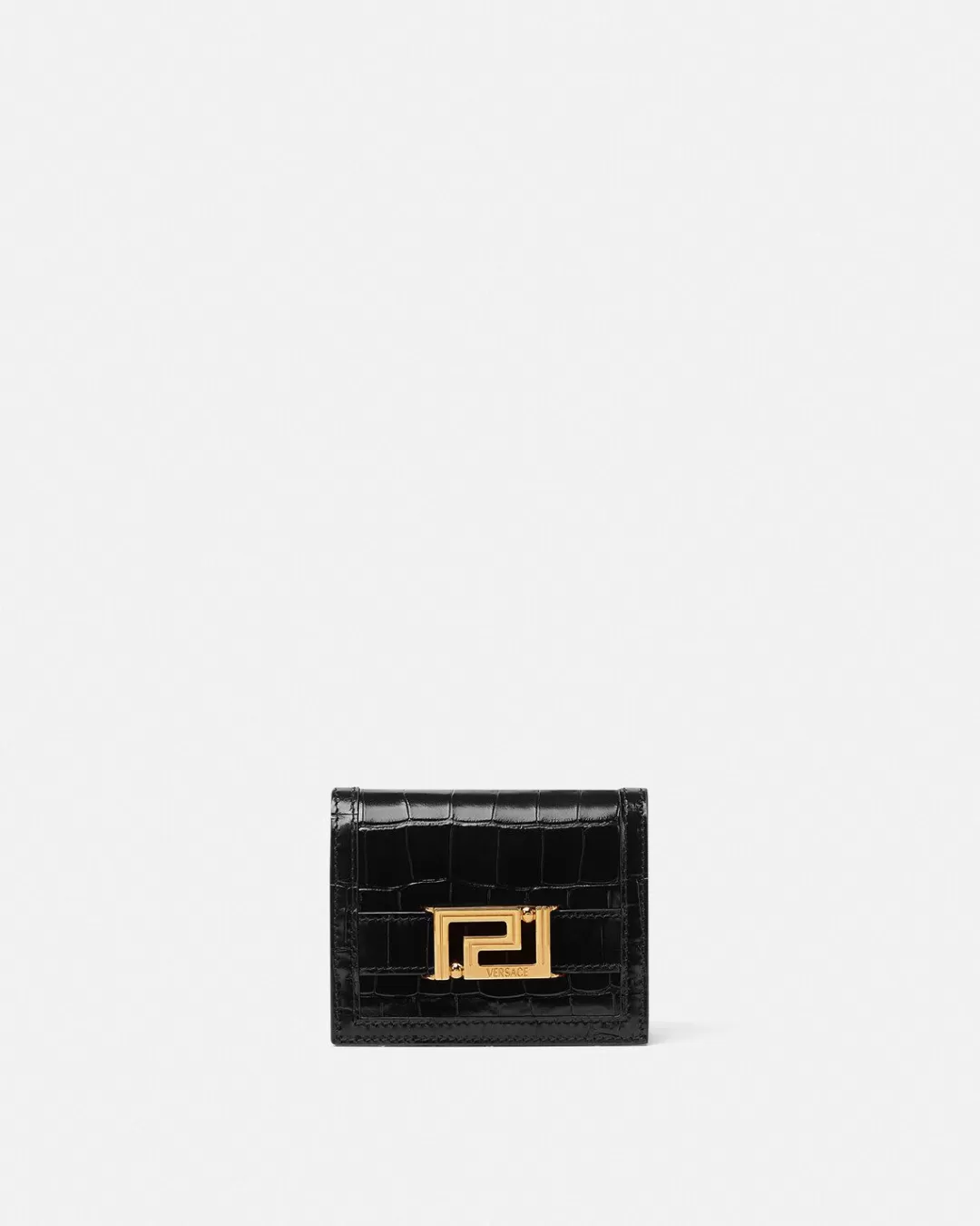 Croc-Effect Greca Goddess Wallet*Versace New