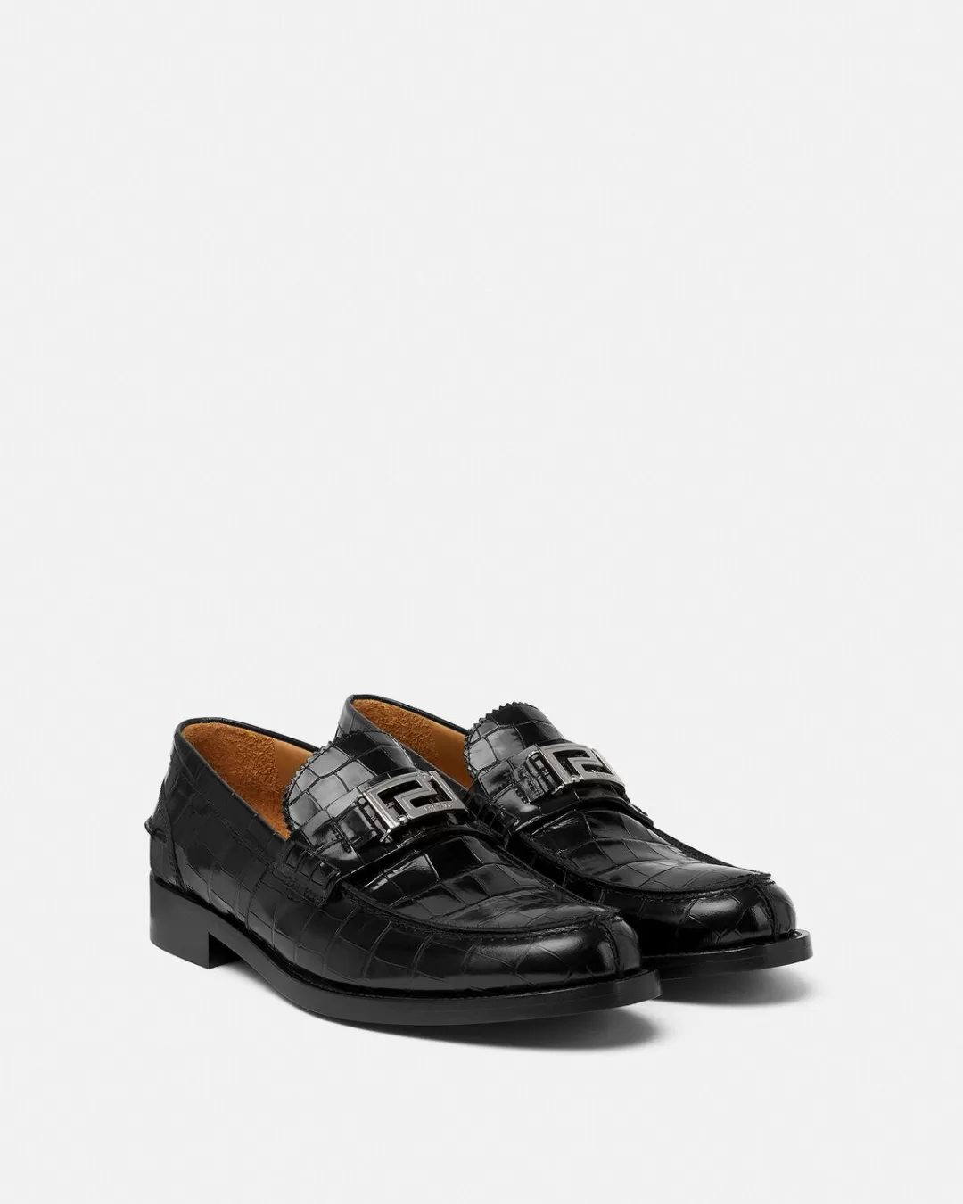 Croc-Effect Greca Loafers*Versace Online