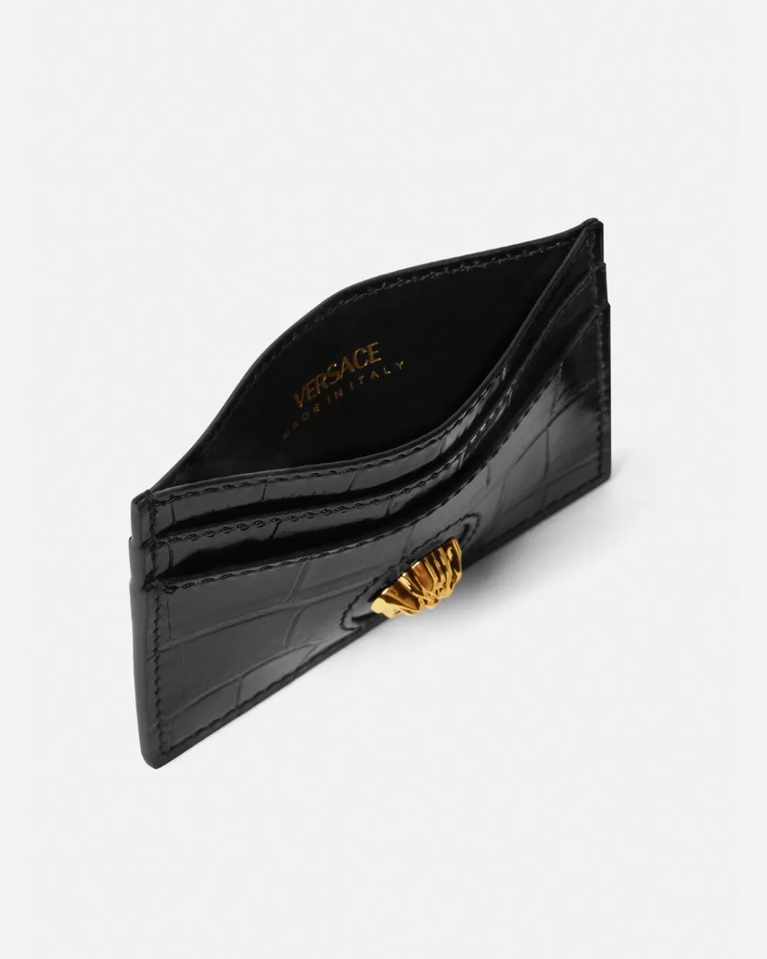 Croc-Effect La Medusa Card Holder*Versace Fashion