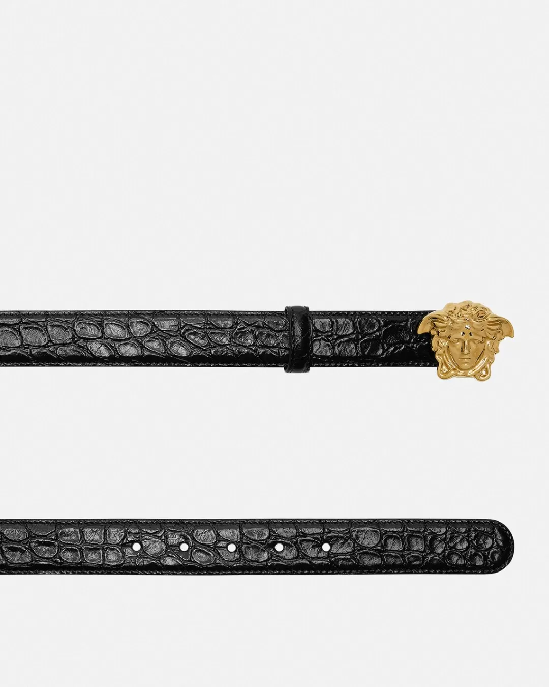 Croc-Effect La Medusa Leather Belt*Versace New