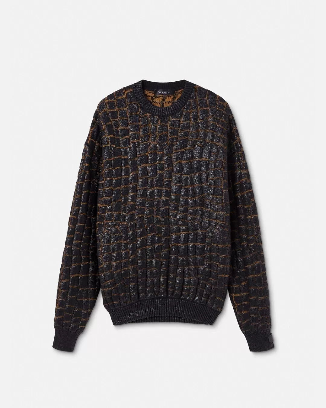 Croc-Effect Laminated Jacquard Sweater*Versace Best