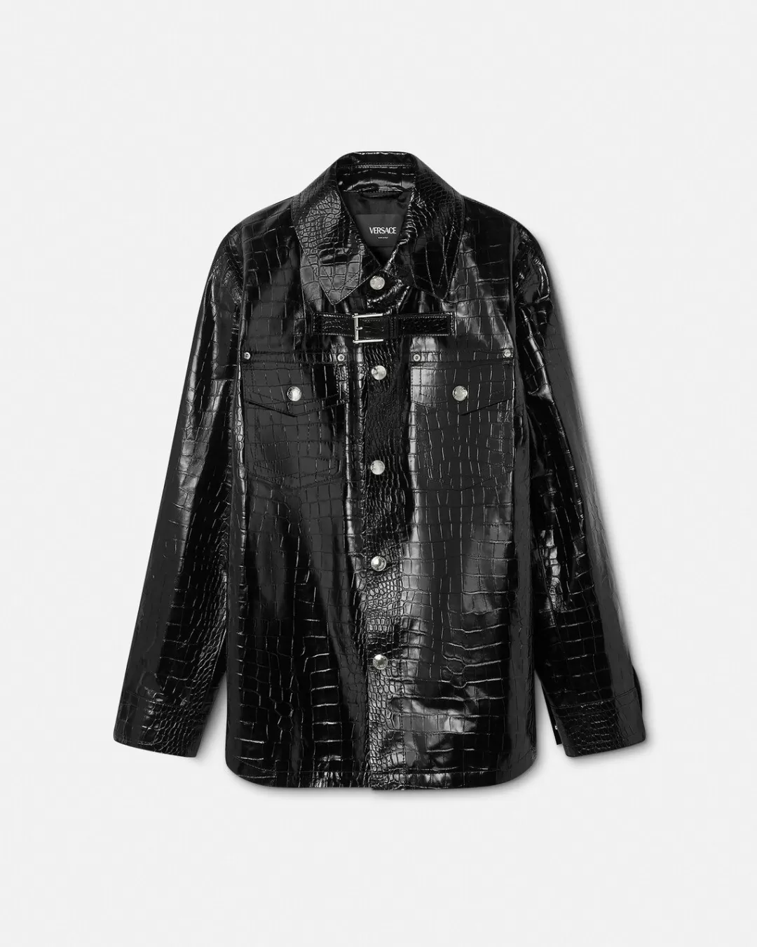 Croc-Effect Leather Blouson Jacket*Versace Fashion