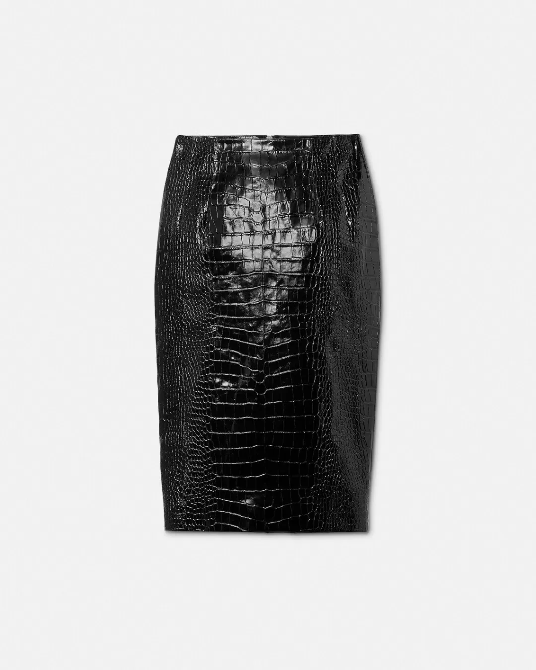 Croc-Effect Leather Mini Skirt*Versace Fashion