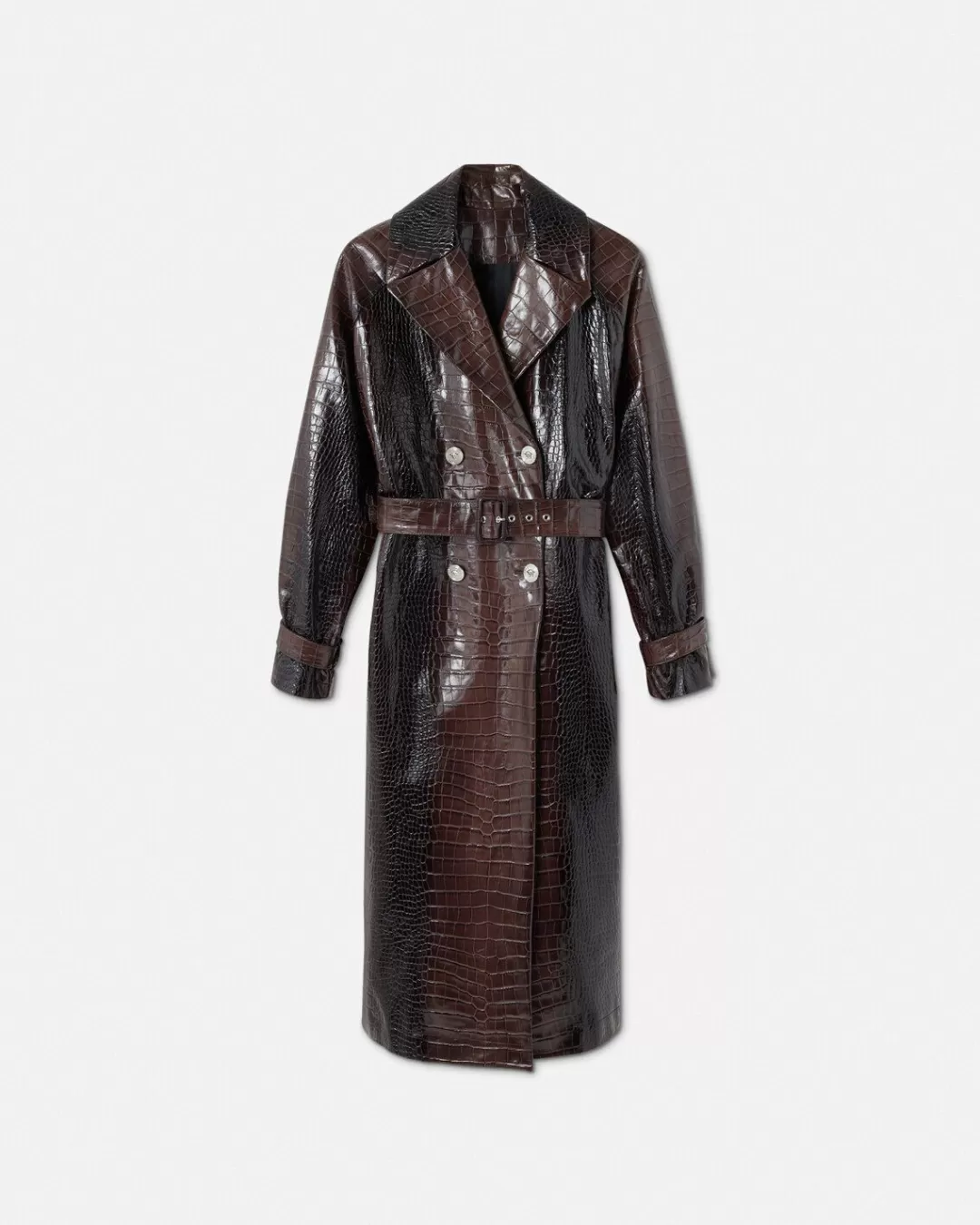 Croc-Effect Leather Trench Coat*Versace Fashion