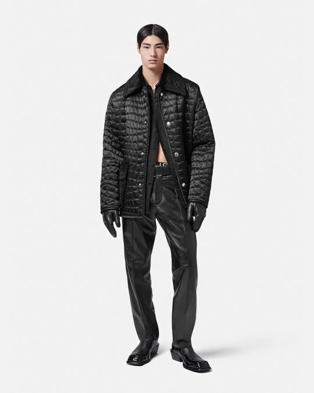 Croc-Effect Quilted Blouson Jacket*Versace Cheap