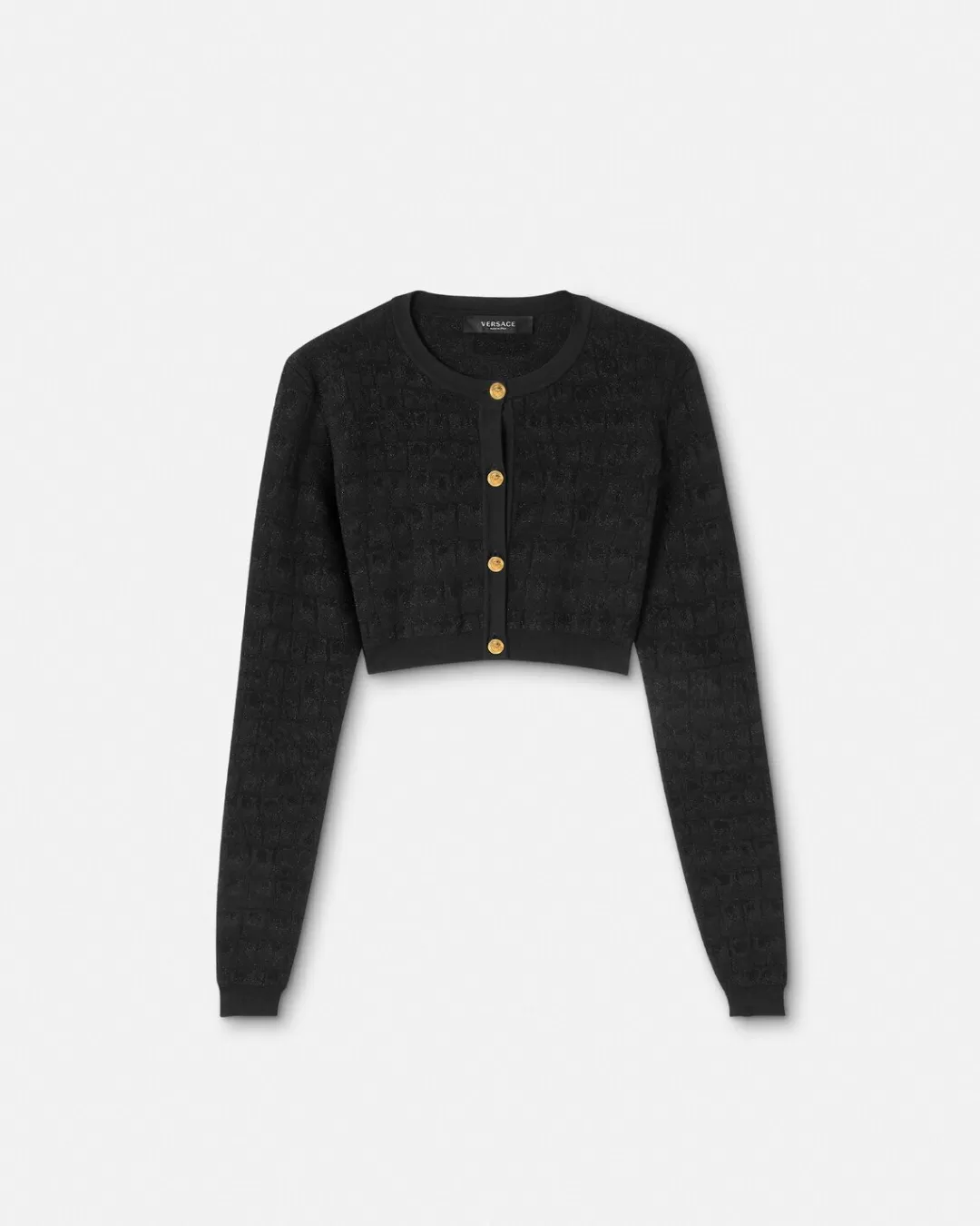 Croc-Jacquard Knit Crop Cardigan*Versace Cheap