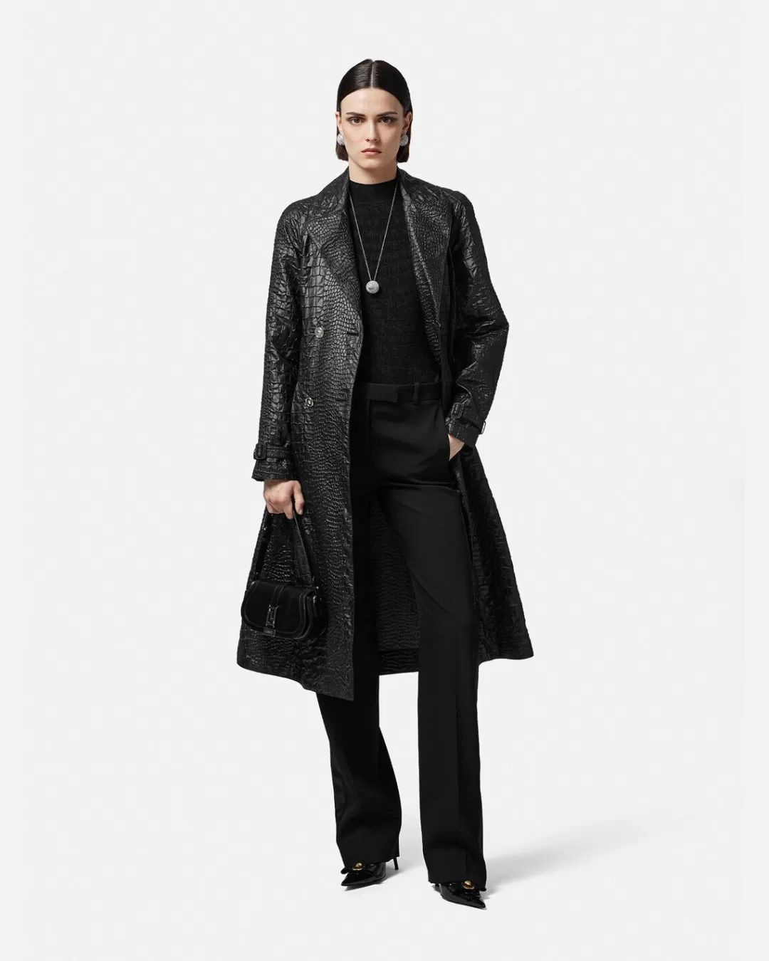 Croc-Lacquered Cloquet Trench Coat*Versace Outlet