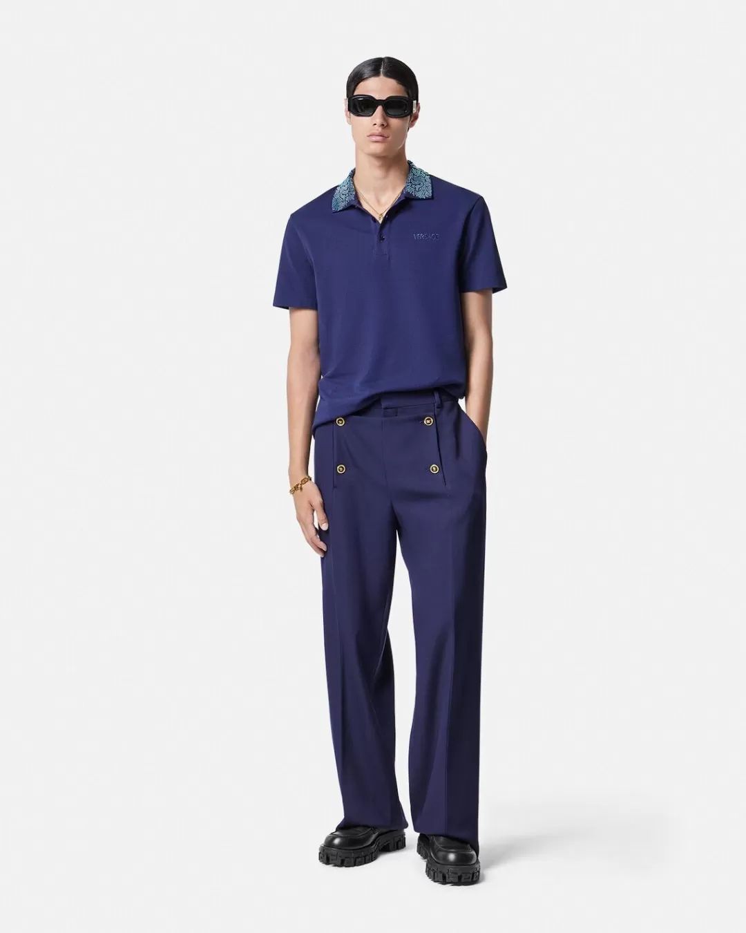 Crystal Barocco Polo Shirt*Versace Outlet