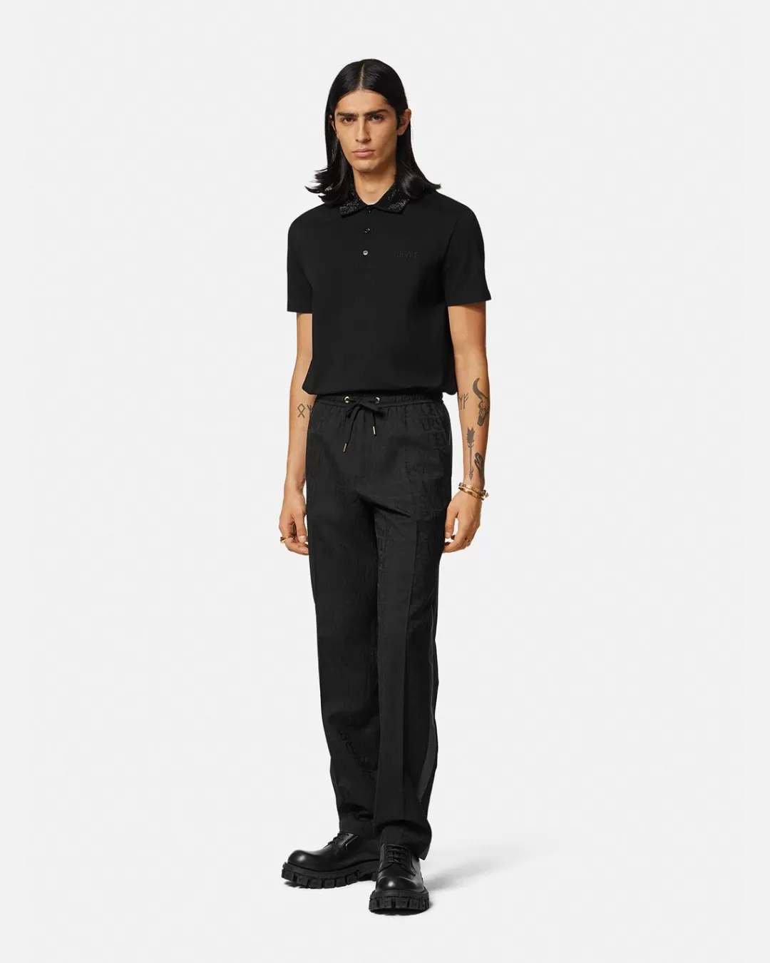 Crystal Barocco Silhouette Polo Shirt*Versace Clearance