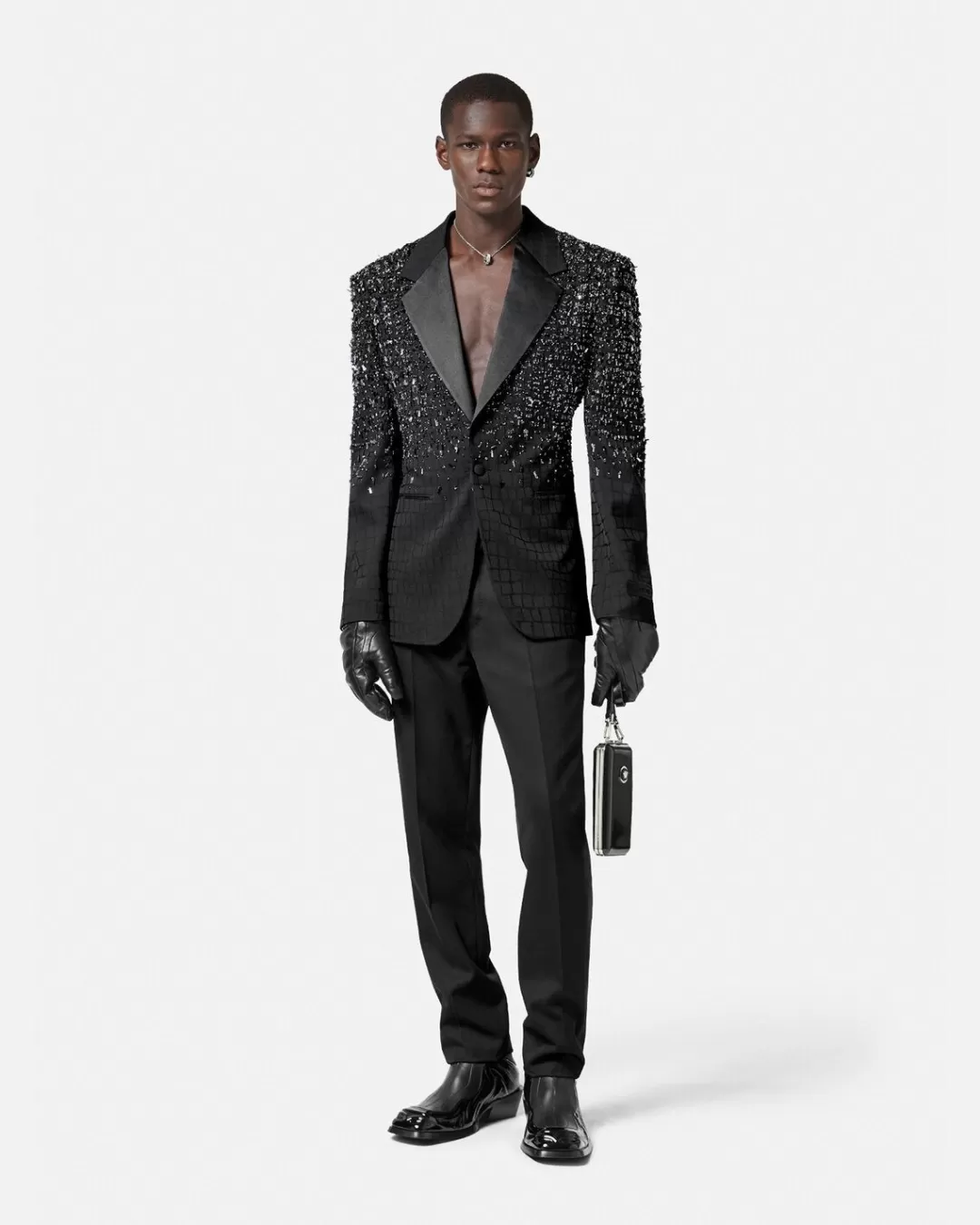 Crystal Croc-Effect Jacquard Blazer*Versace Discount