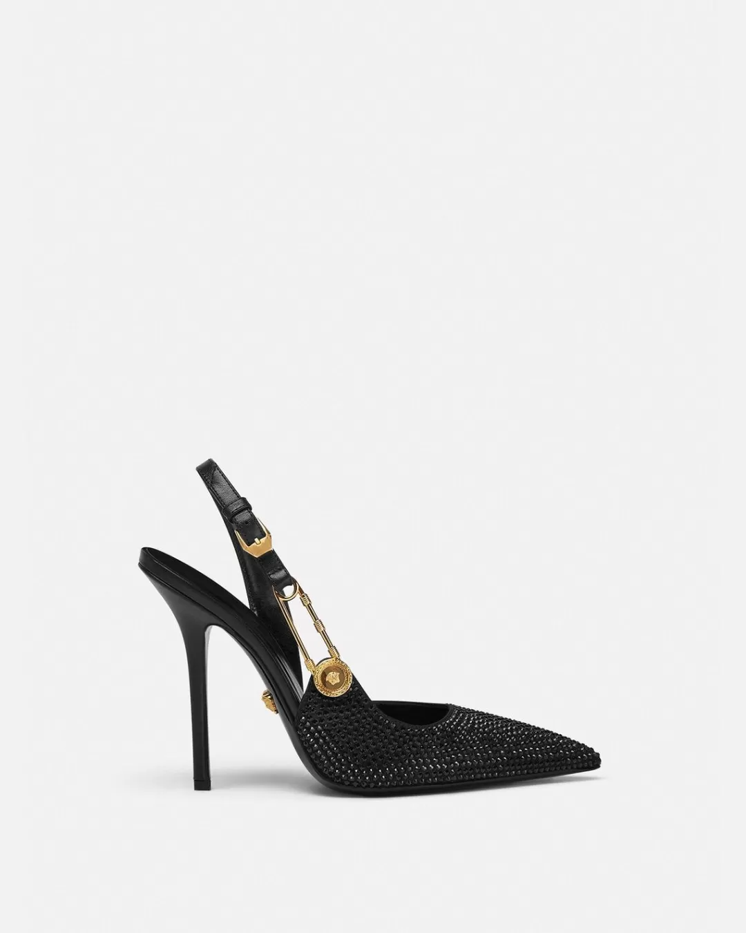 Crystal Safety Pin Slingback Pumps*Versace Fashion