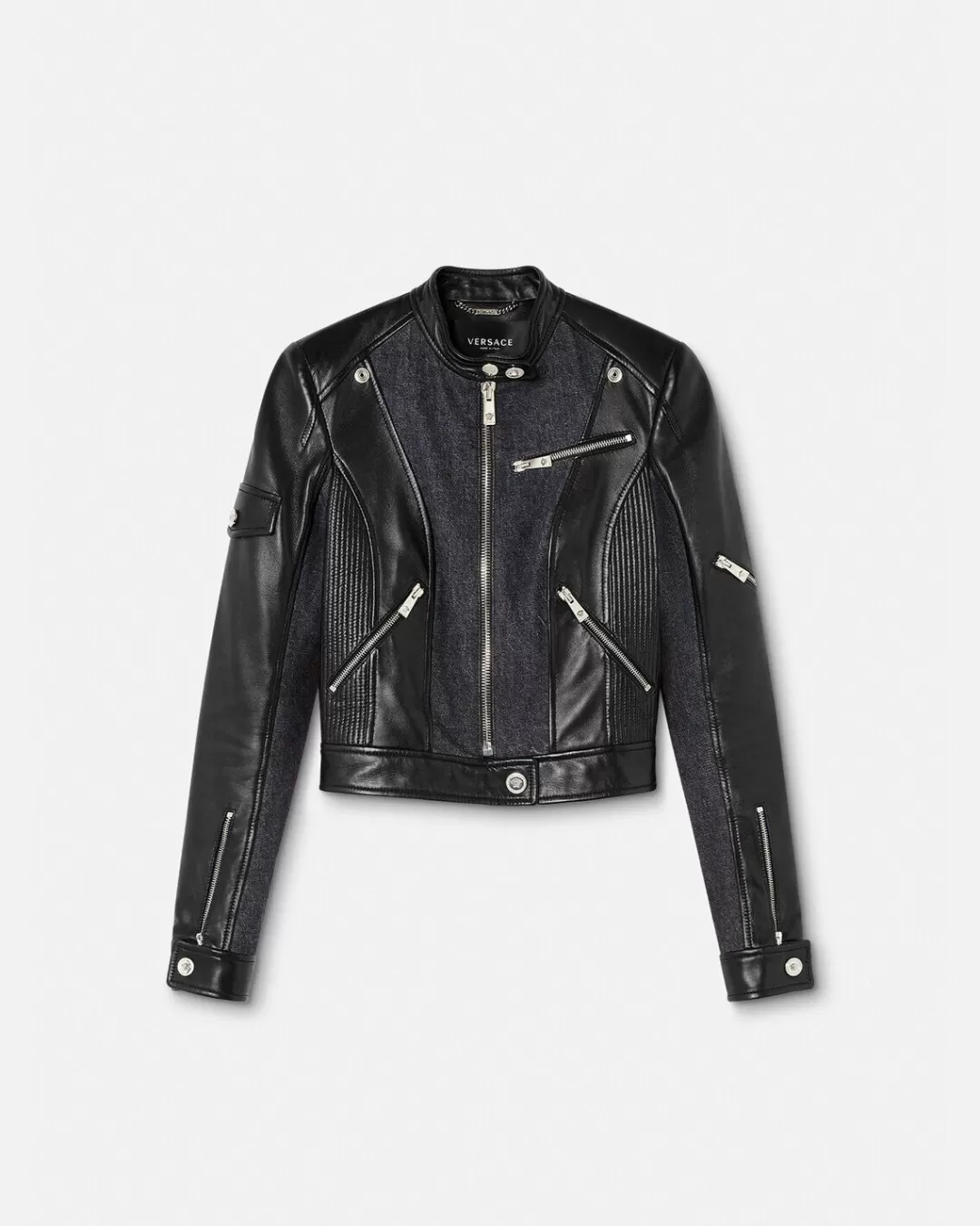 Denim Leather Biker Jacket*Versace New