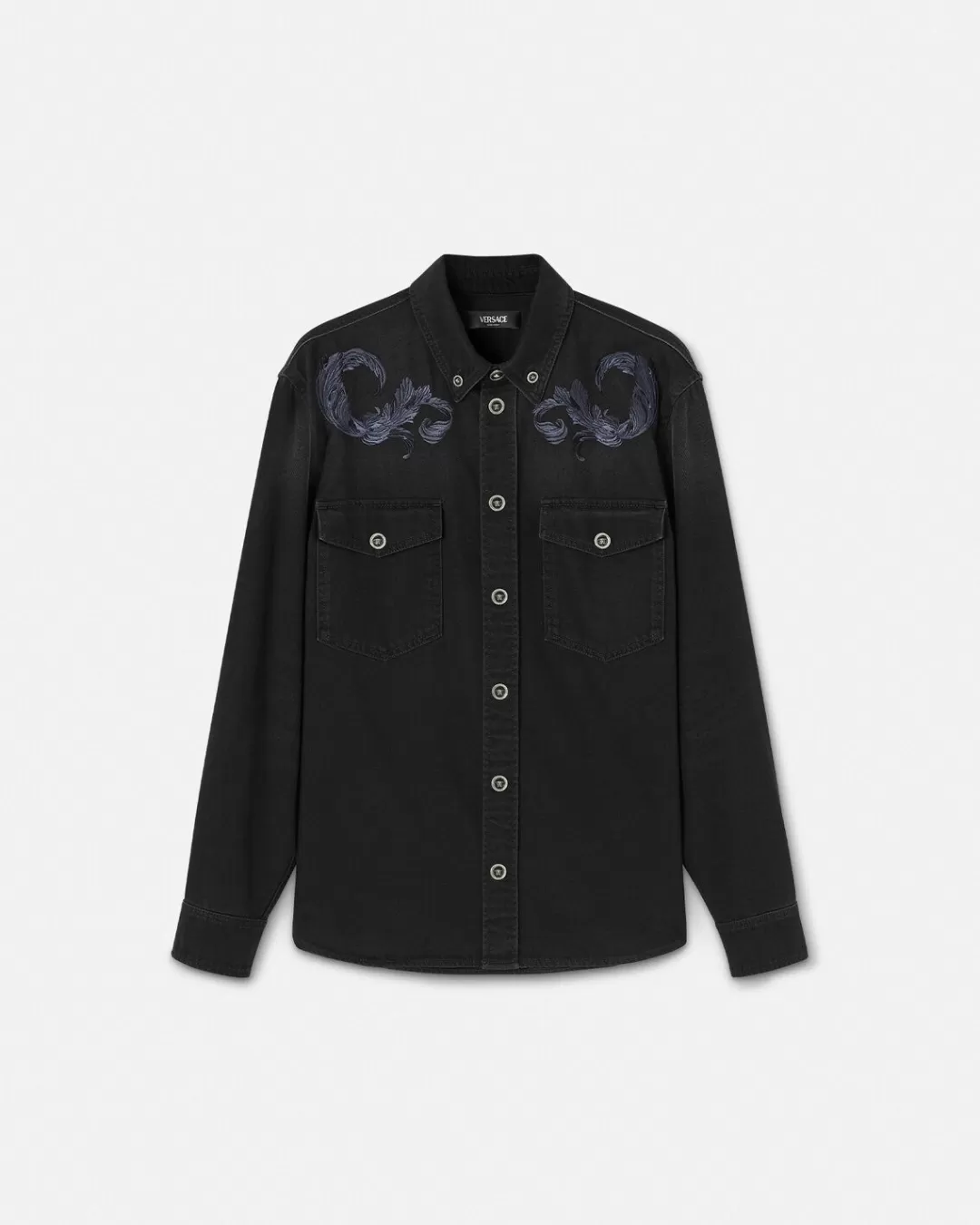 Embroidered Barocco Denim Overshirt*Versace Best