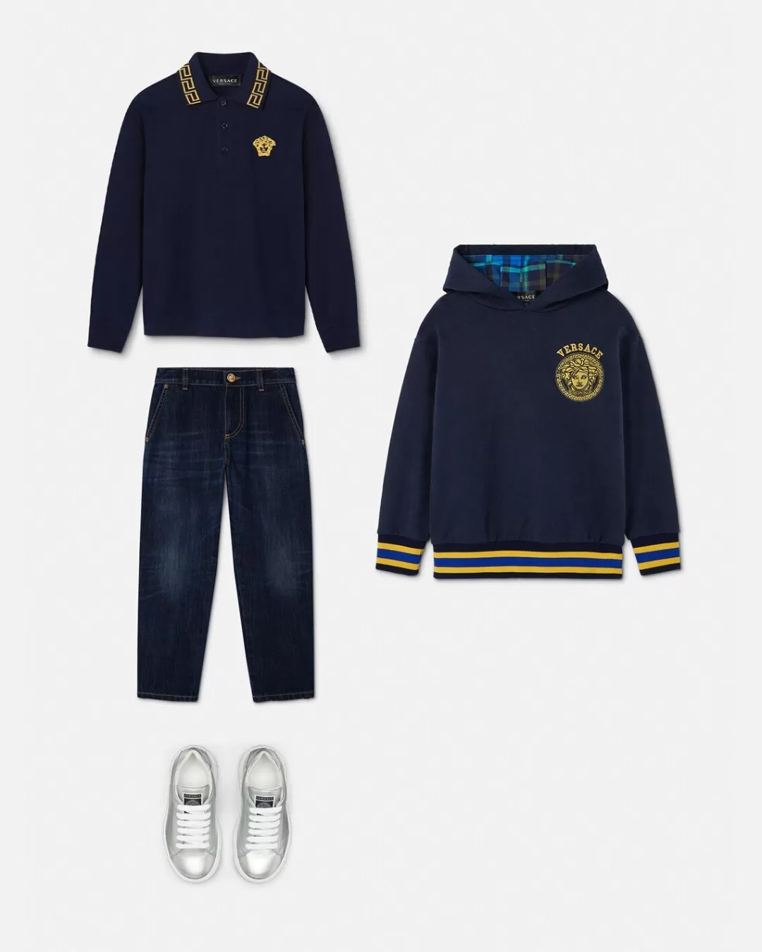 Embroidered Greca Kids Polo Shirt*Versace Clearance