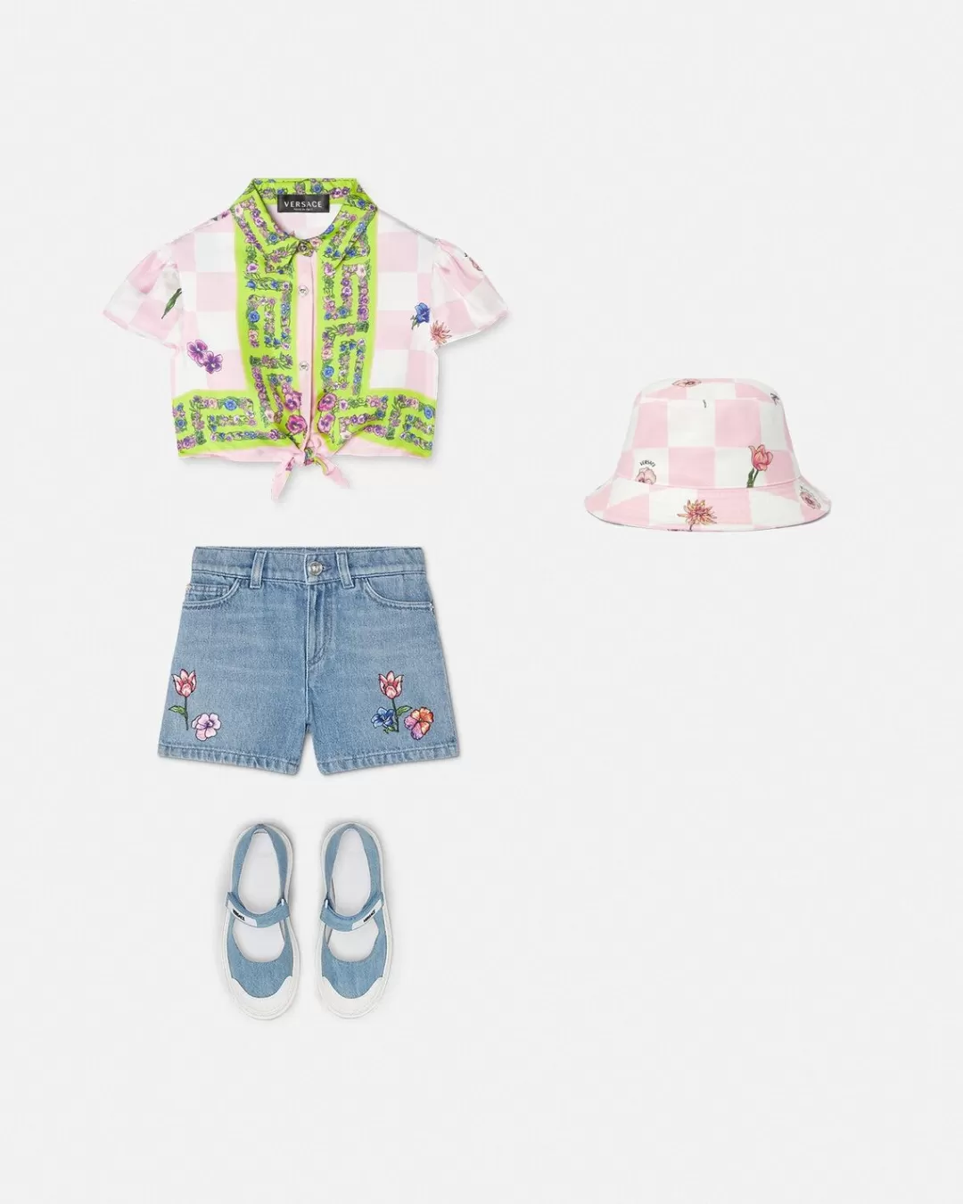 Embroidered Kids Denim Shorts*Versace Sale