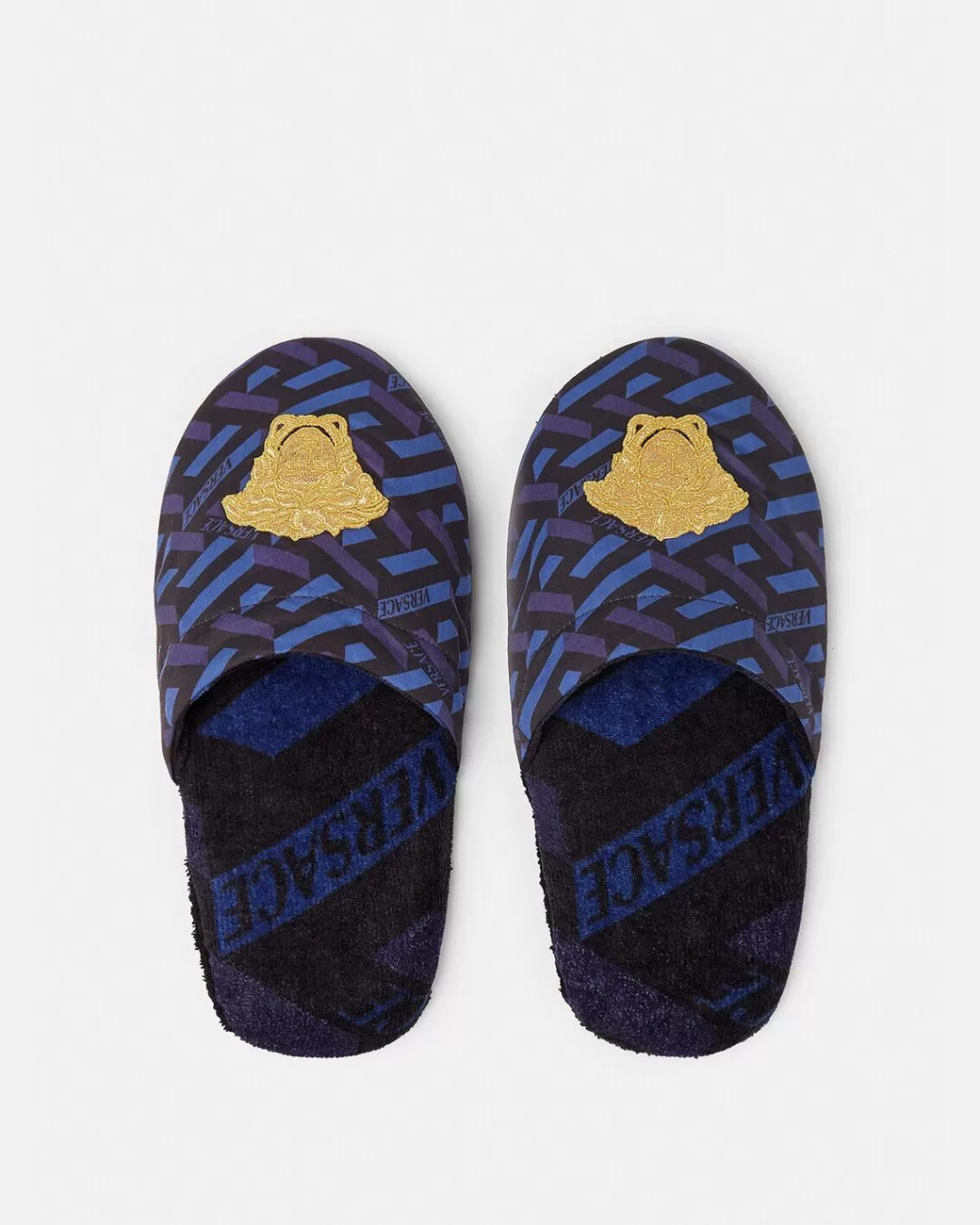 Embroidered La Greca Slippers*Versace Sale