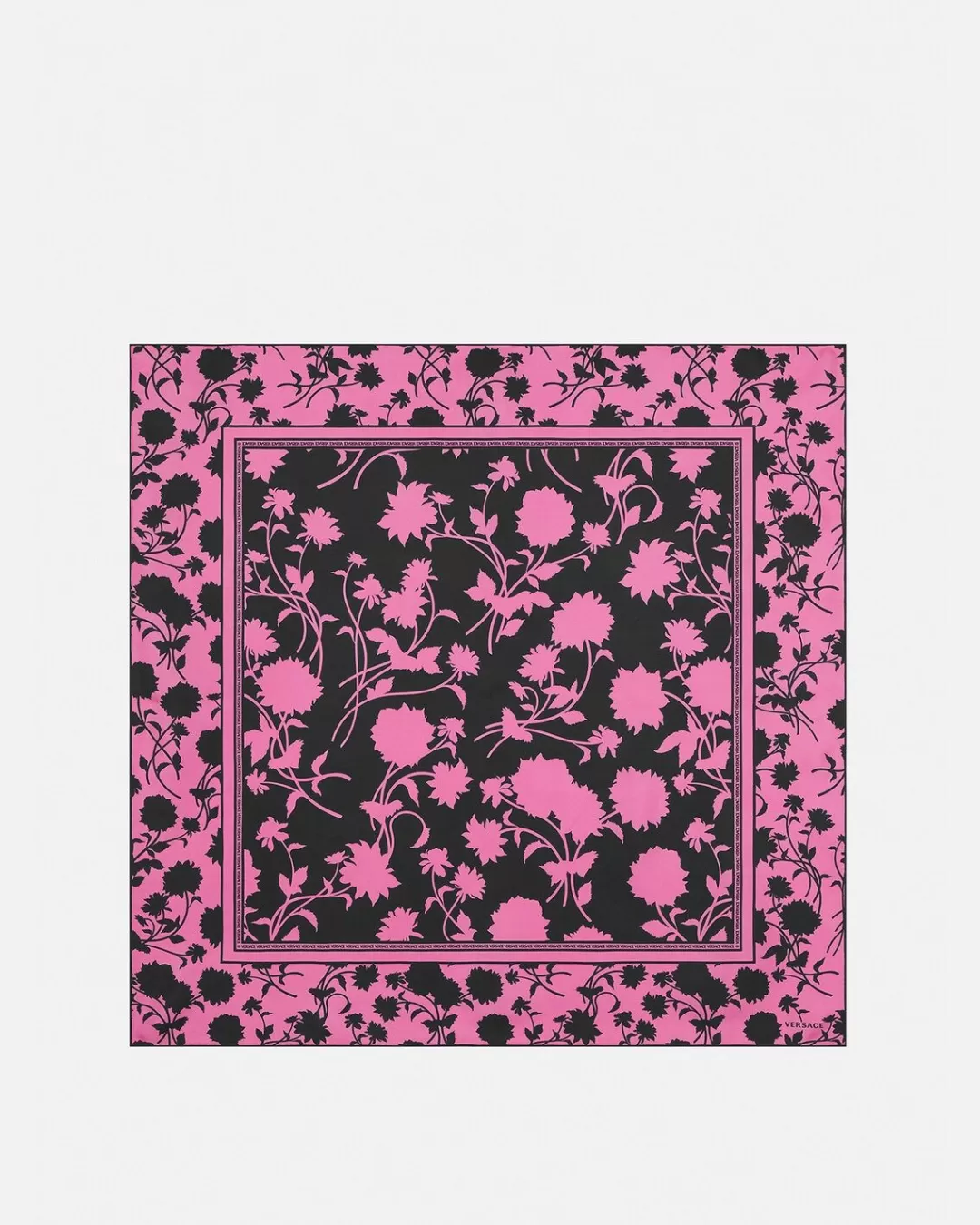 Floral Silhouette Large Silk Foulard 35"*Versace Outlet