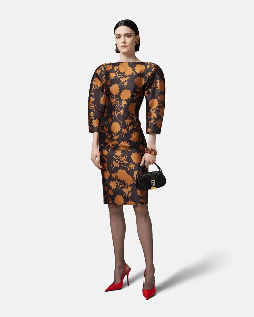 Floral Silhouette Rounded Midi Dress*Versace Best Sale