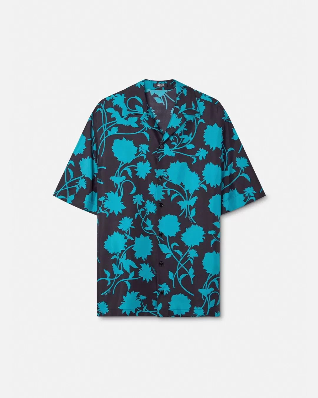 Floral Silhouette Silk Shirt*Versace Fashion