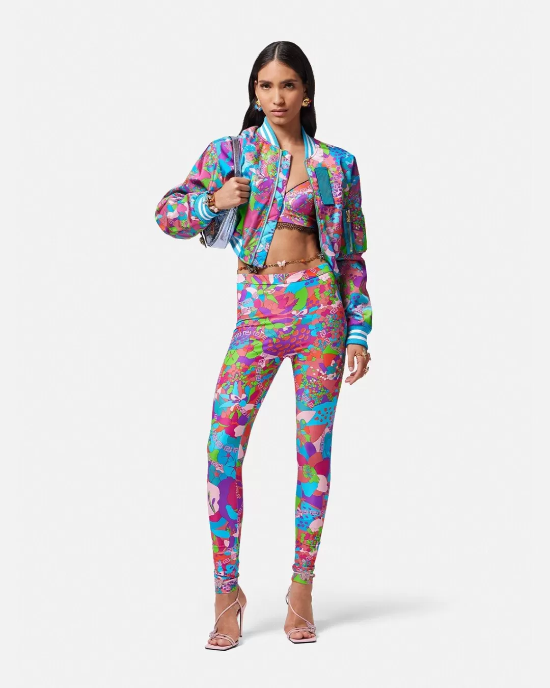 Floral Summer Crop Bomber Jacket*Versace Discount