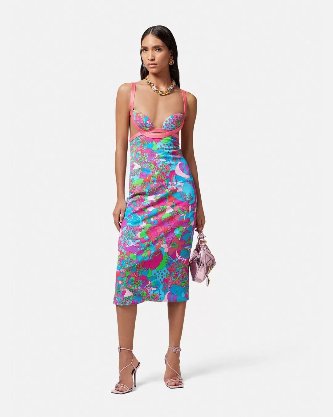 Floral Summer Cutout Midi Dress*Versace Cheap