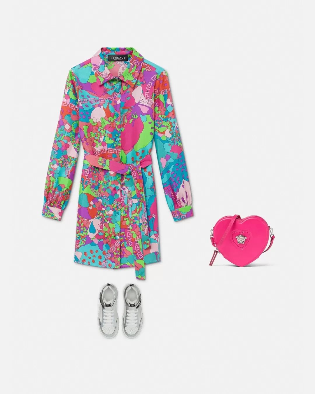 Floral Summer Kids Silk Shirt Dress*Versace Cheap